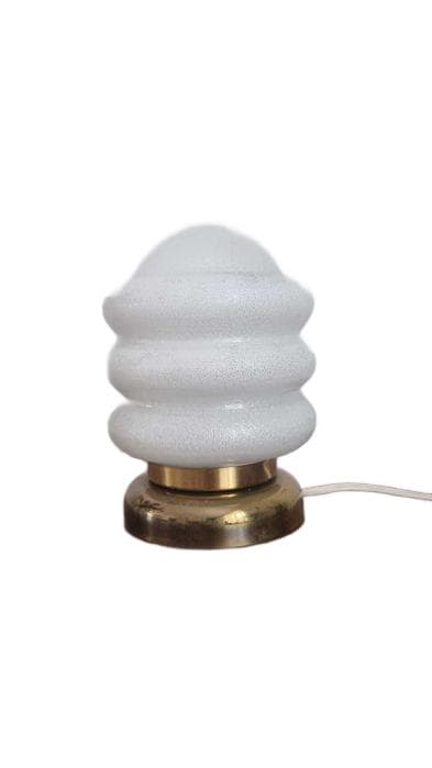 Table lamp, white glass, brown metal, Czechoslovakia, 1960s