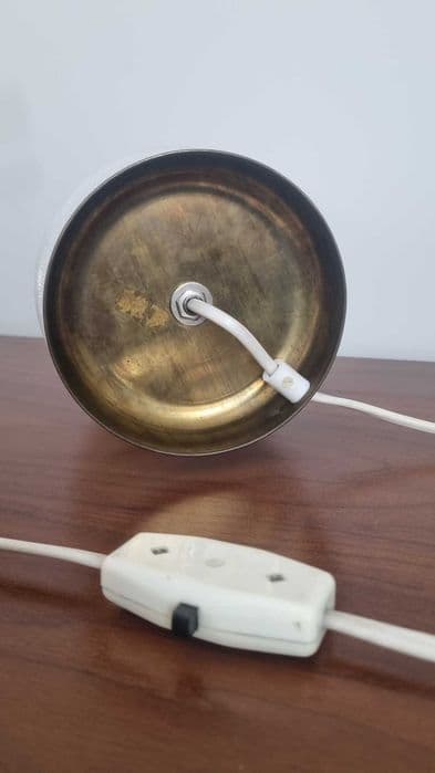 Table lamp, white glass, brown metal, Czechoslovakia, 1960s - 307151