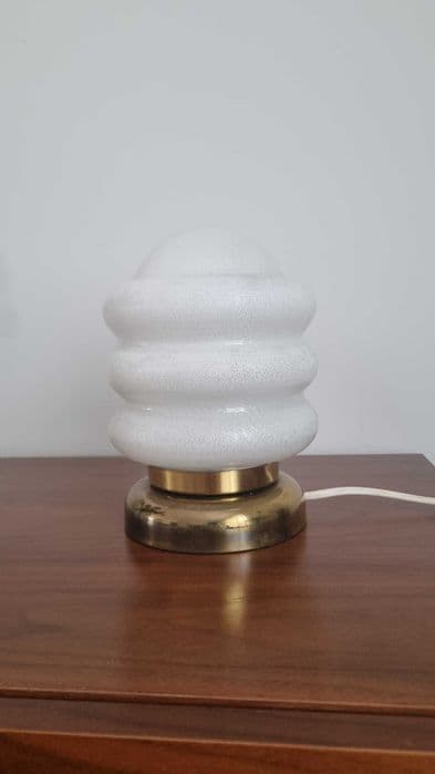 Table lamp, white glass, brown metal, Czechoslovakia, 1960s - 307152