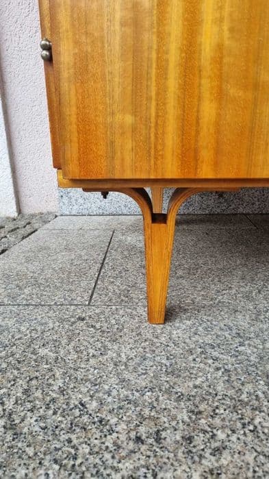 Linen wardrobe, brown wood veneer, plywood, Czechoslovakia, 1970s. - 307136