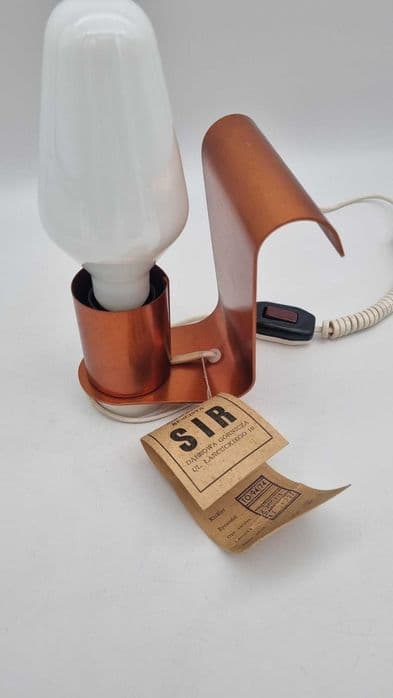 Wall Sconce Mid Century, gold metal, white glass, Poland, 1970s. - 307133