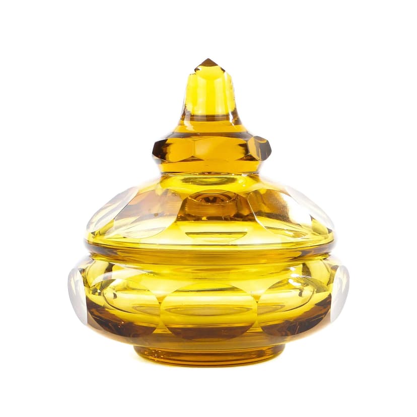 Bonbonniere Art Deco, golden crystal, Moser, Czech Republic, 1930s.