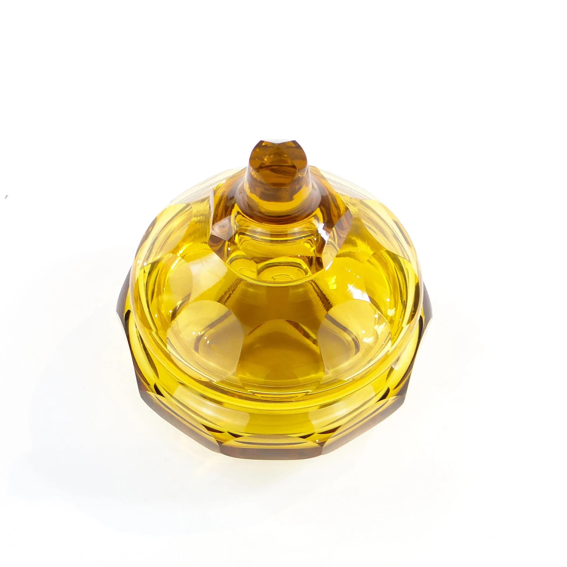 Bombonierka Art Deco, kryształ złoty, Moser, Czechy, lata 30. - 22512