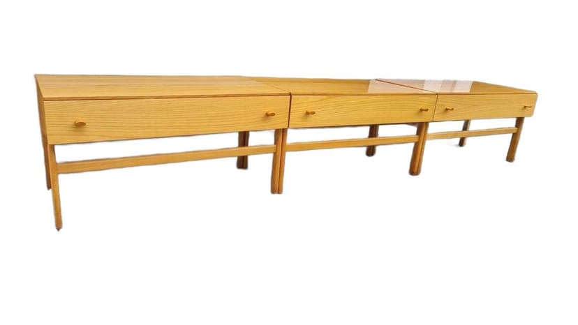 Modular set, light birch veneer, yellow brown wood, Jitona, Czechoslovakia, 1970s.