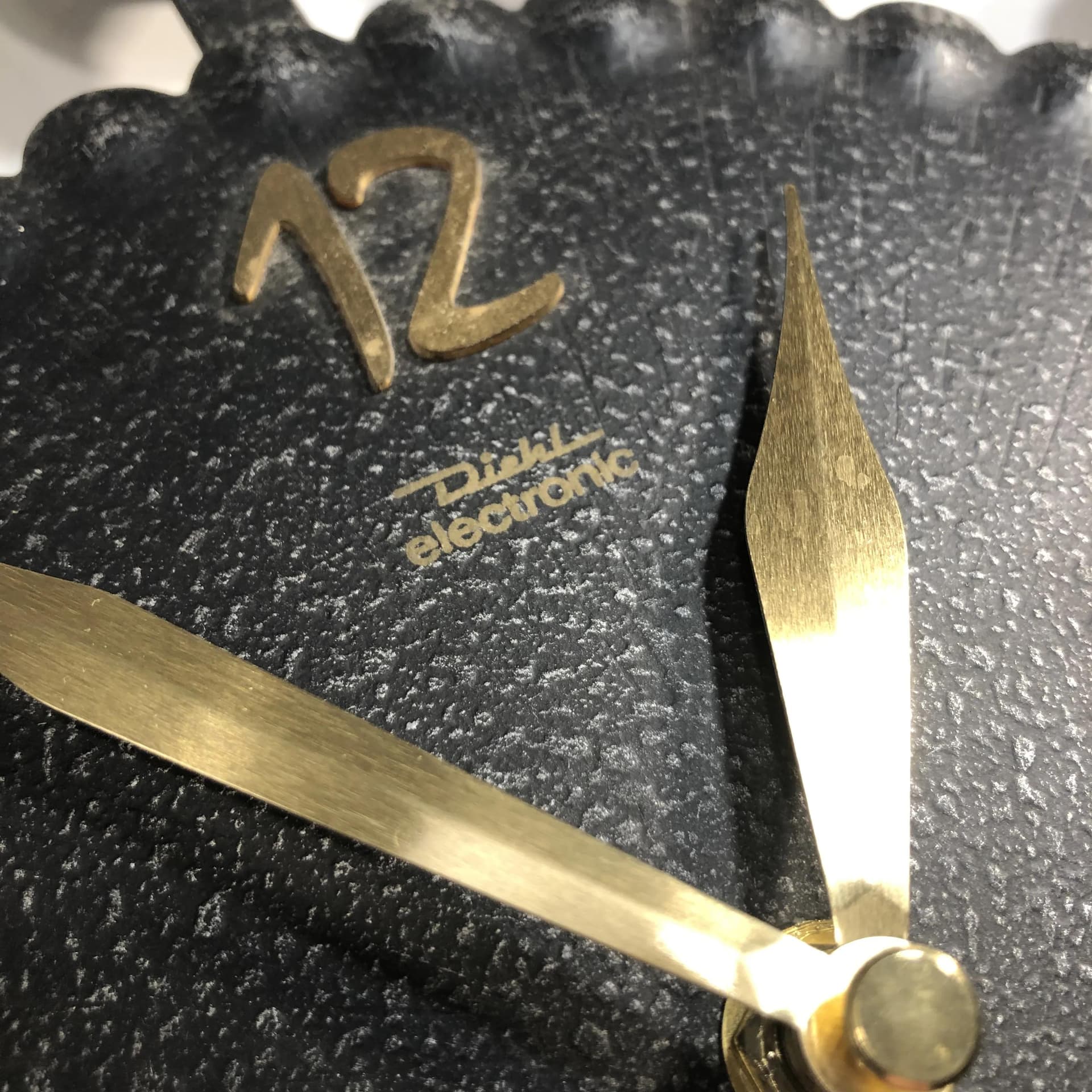 Zegar ścienny, Diehl Electronic, metal czarny, Niemcy, lata 70. - 22458