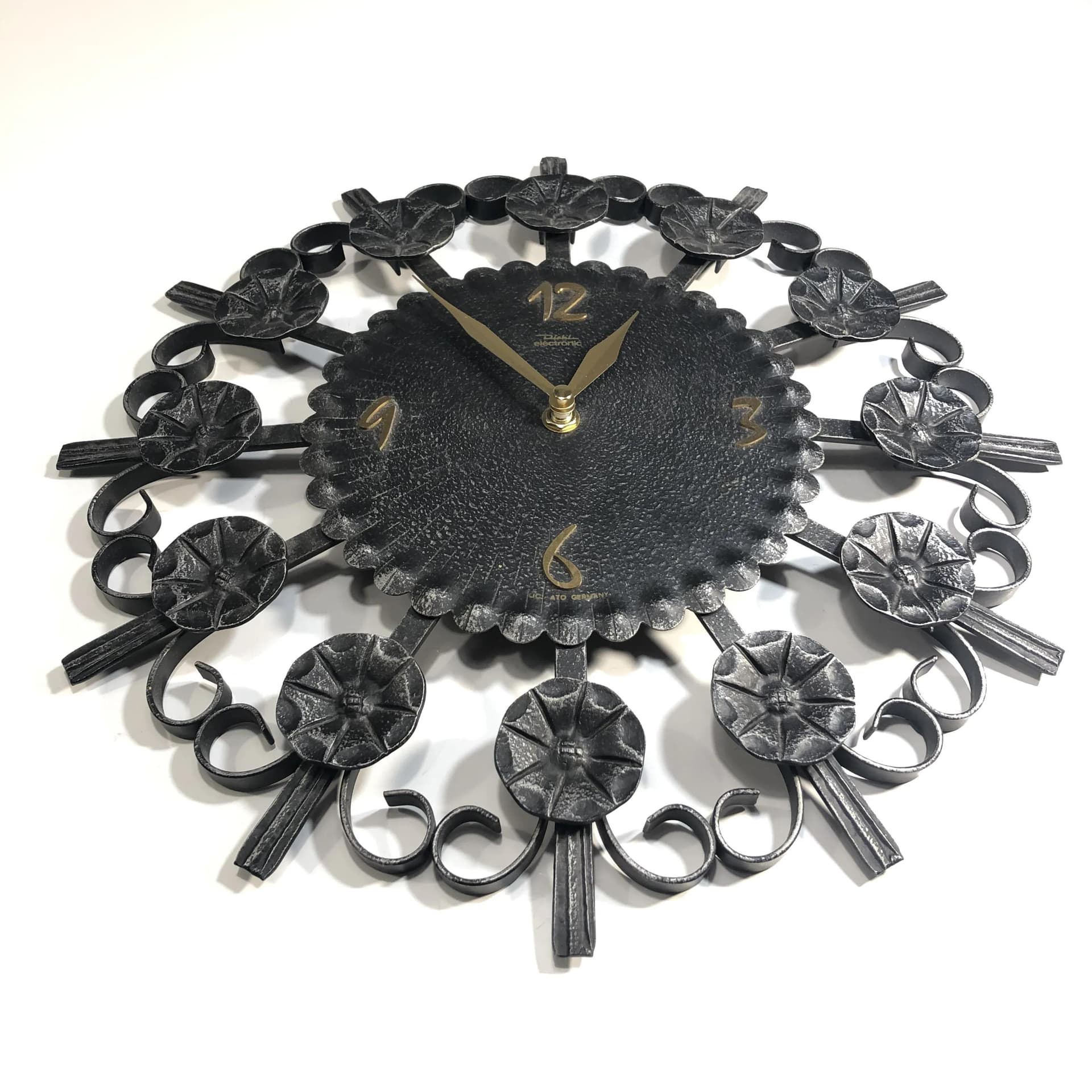 Zegar ścienny, Diehl Electronic, metal czarny, Niemcy, lata 70. - 22455