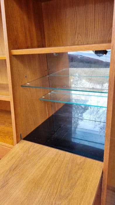 Sideboard, Mid-Century Modern, honey oak, glass, Czechoslovakia, 1960s. - 307079