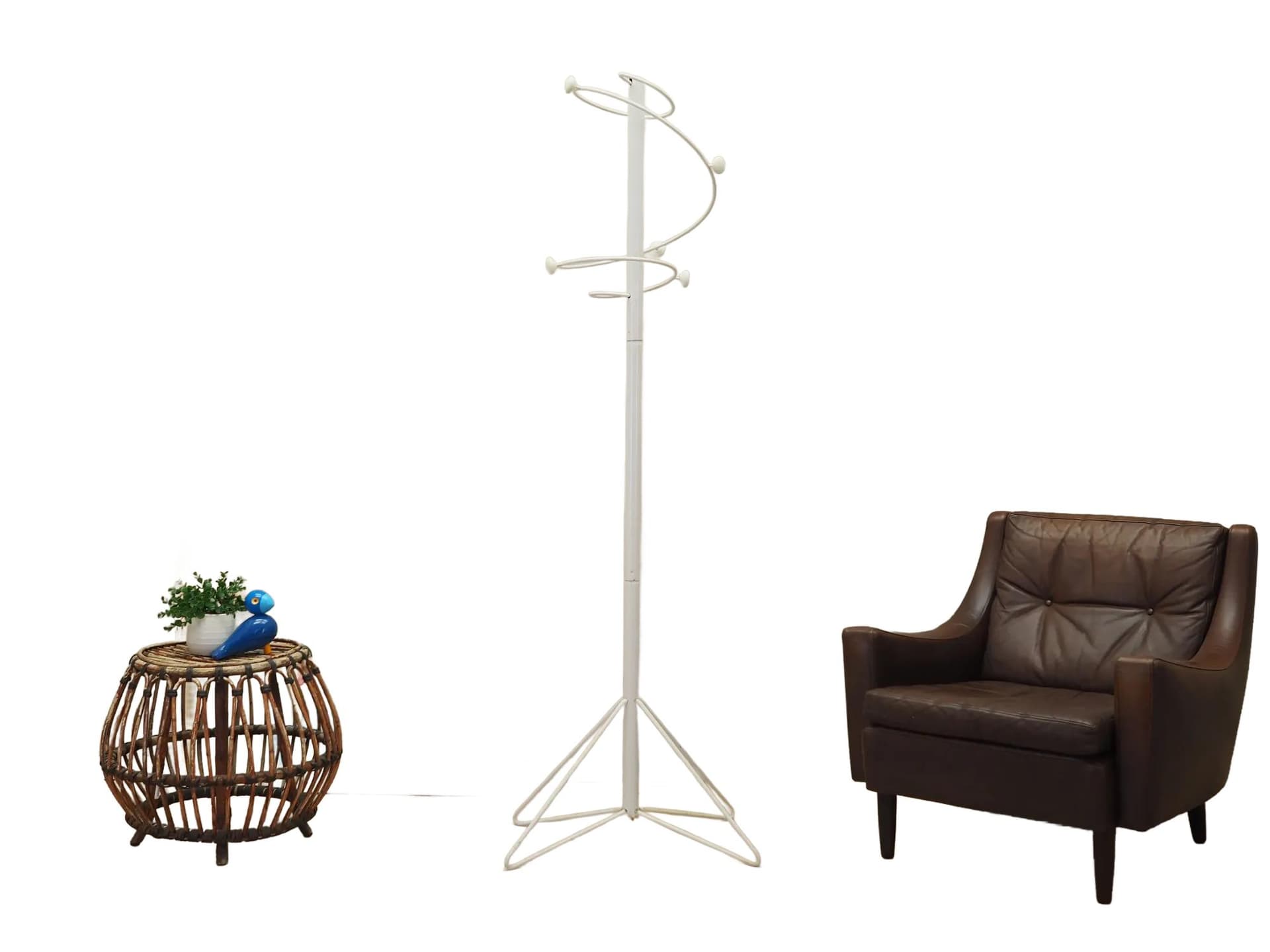 Wieszak stojący, metal biały, Dania, lata 70. - 22608