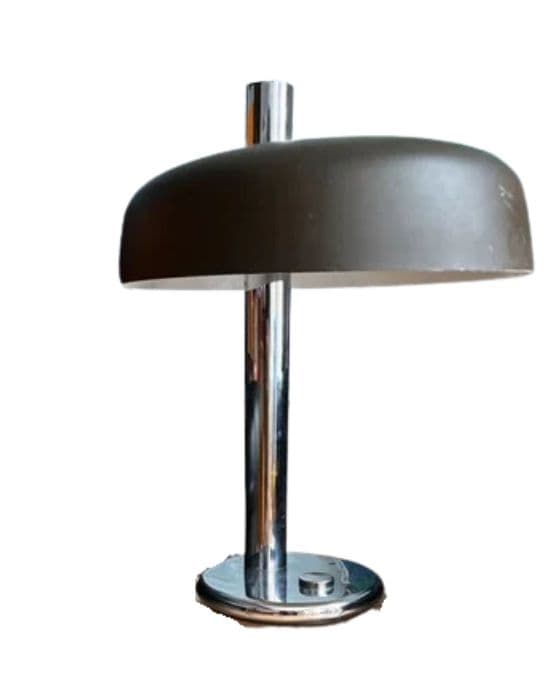Desk lamp, brown, metal chrome, Hillebrand, Germany, 1970s.