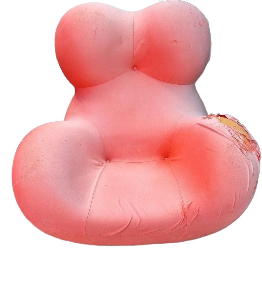 Armchair La Mamma, coral-pink, fabric, by G. Pesce, Cassina, Italy, 1980s.