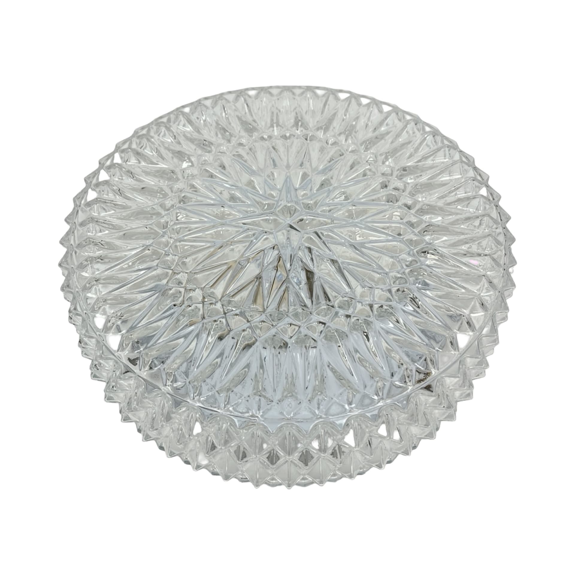 Flush Mount/Wall Light Starburst Rosette, transparent glass, white metal, Belgium, 1970s. - 307700