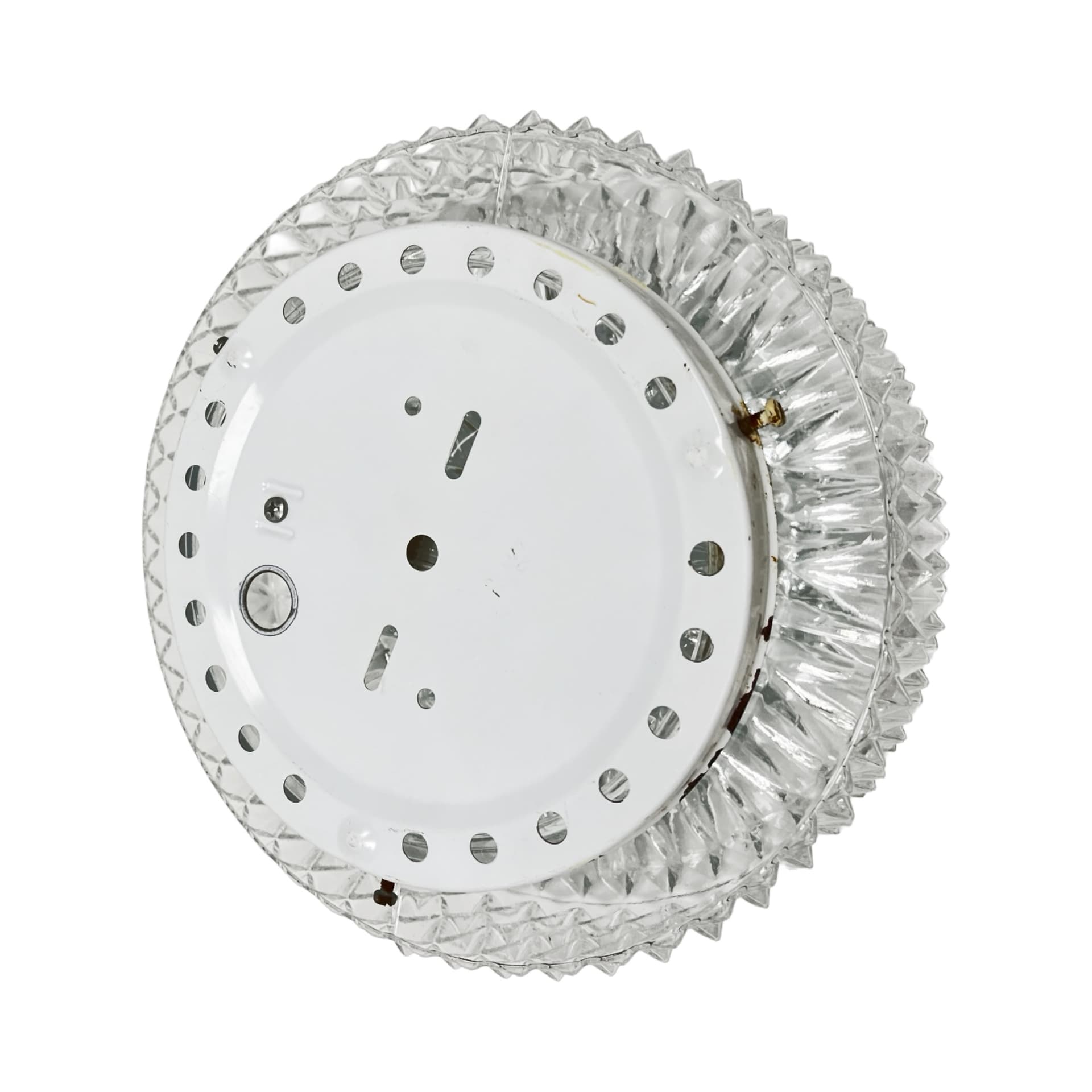 Flush Mount/Wall Light Starburst Rosette, transparent glass, white metal, Belgium, 1970s. - 307704
