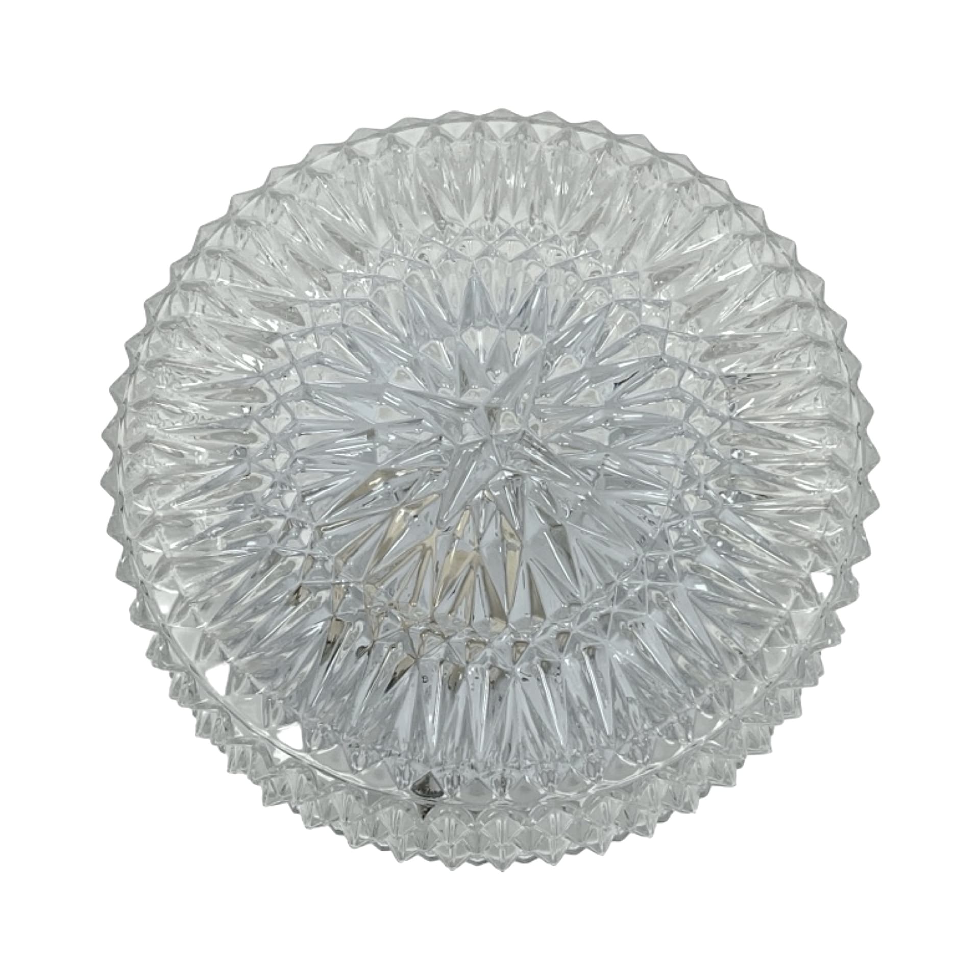 Flush Mount/Wall Light Starburst Rosette, transparent glass, white metal, Belgium, 1970s. - 307695