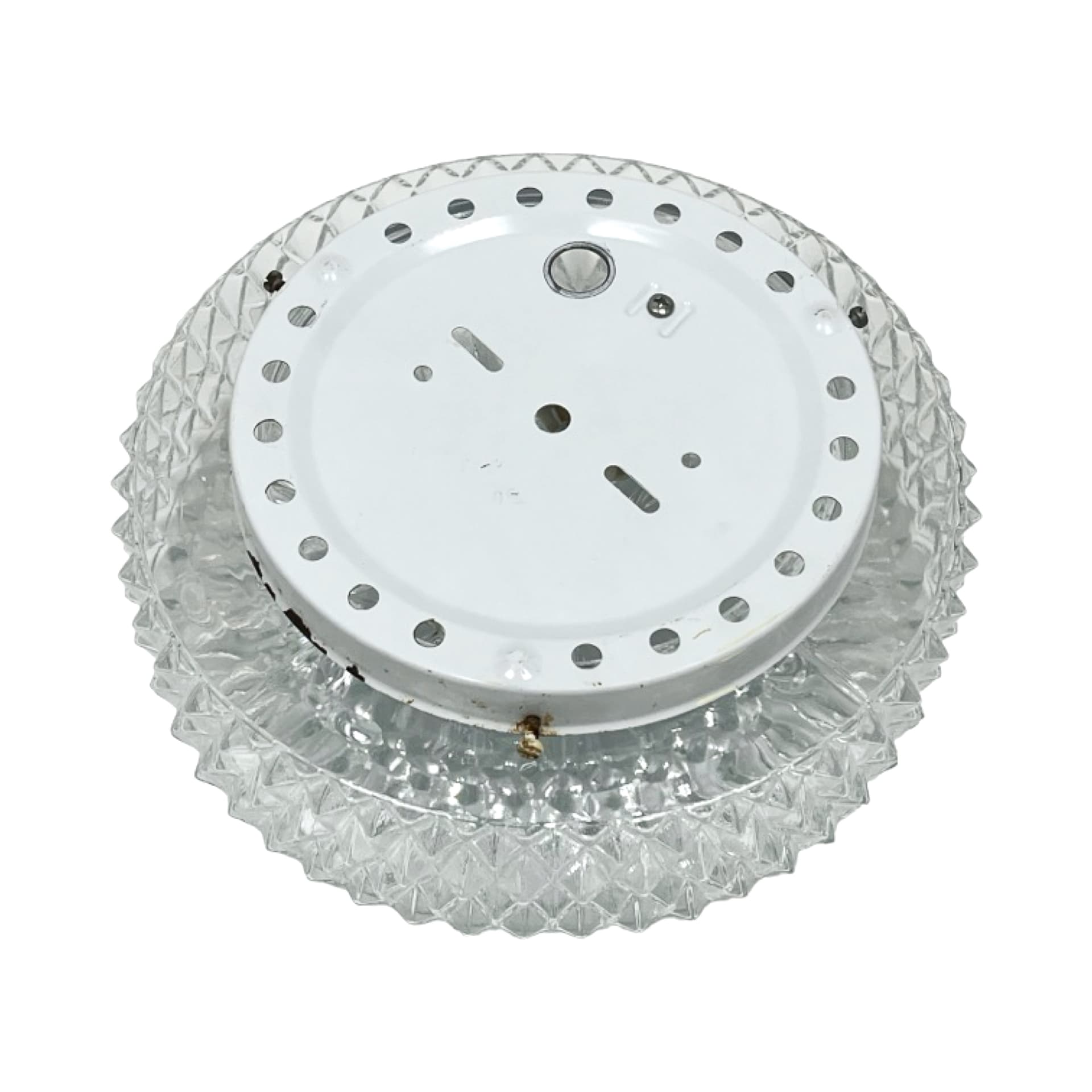 Flush Mount/Wall Light Starburst Rosette, transparent glass, white metal, Belgium, 1970s. - 307697