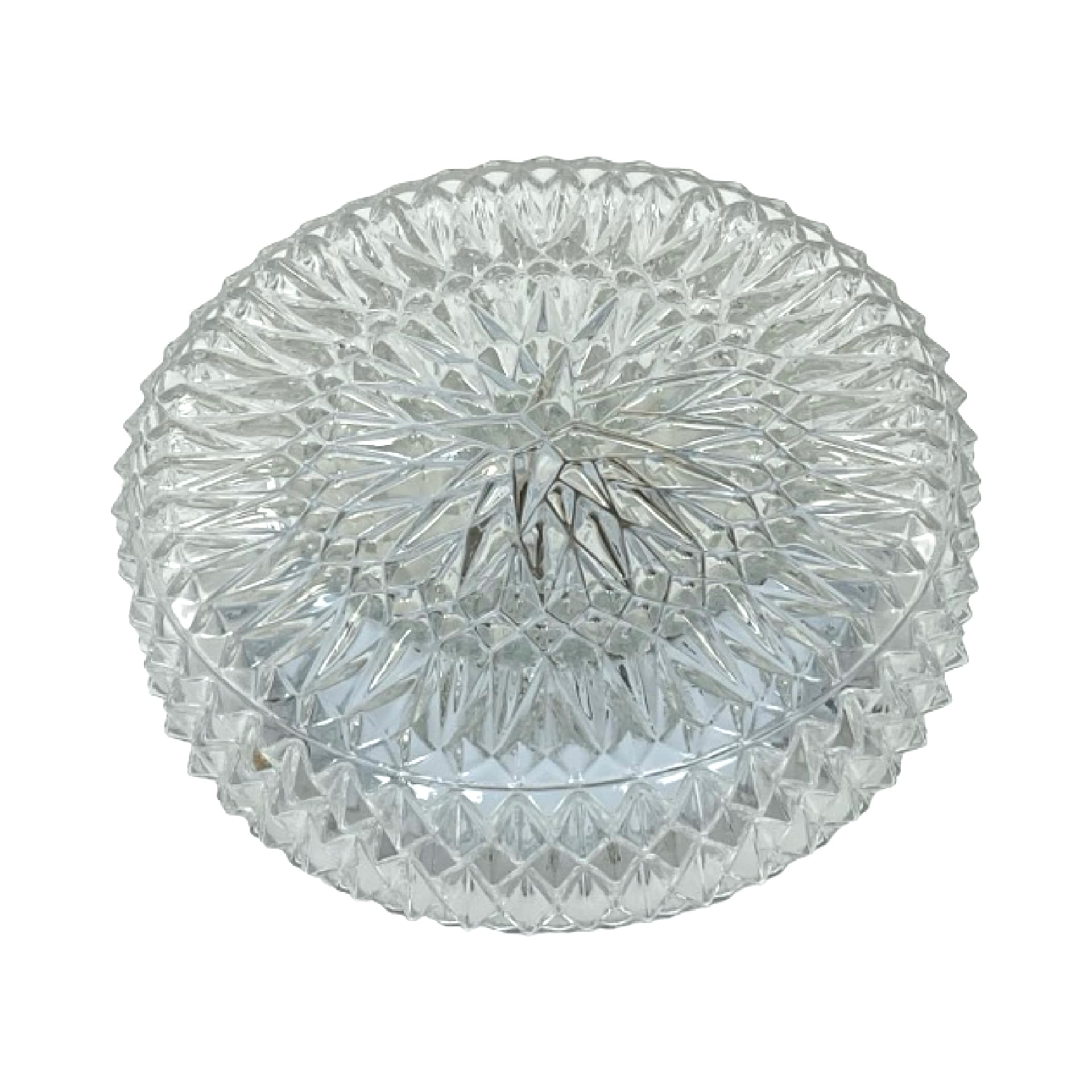 Flush Mount/Wall Light Starburst Rosette, transparent glass, white metal, Belgium, 1970s. - 307698