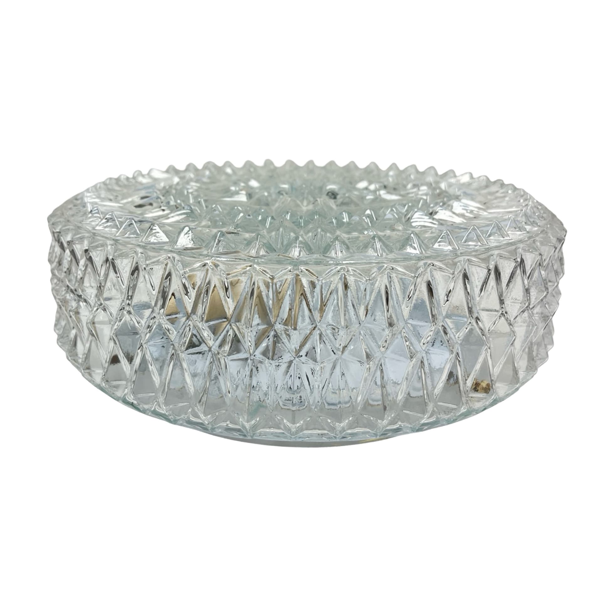 Flush Mount/Wall Light Starburst Rosette, transparent glass, white metal, Belgium, 1970s. - 307701