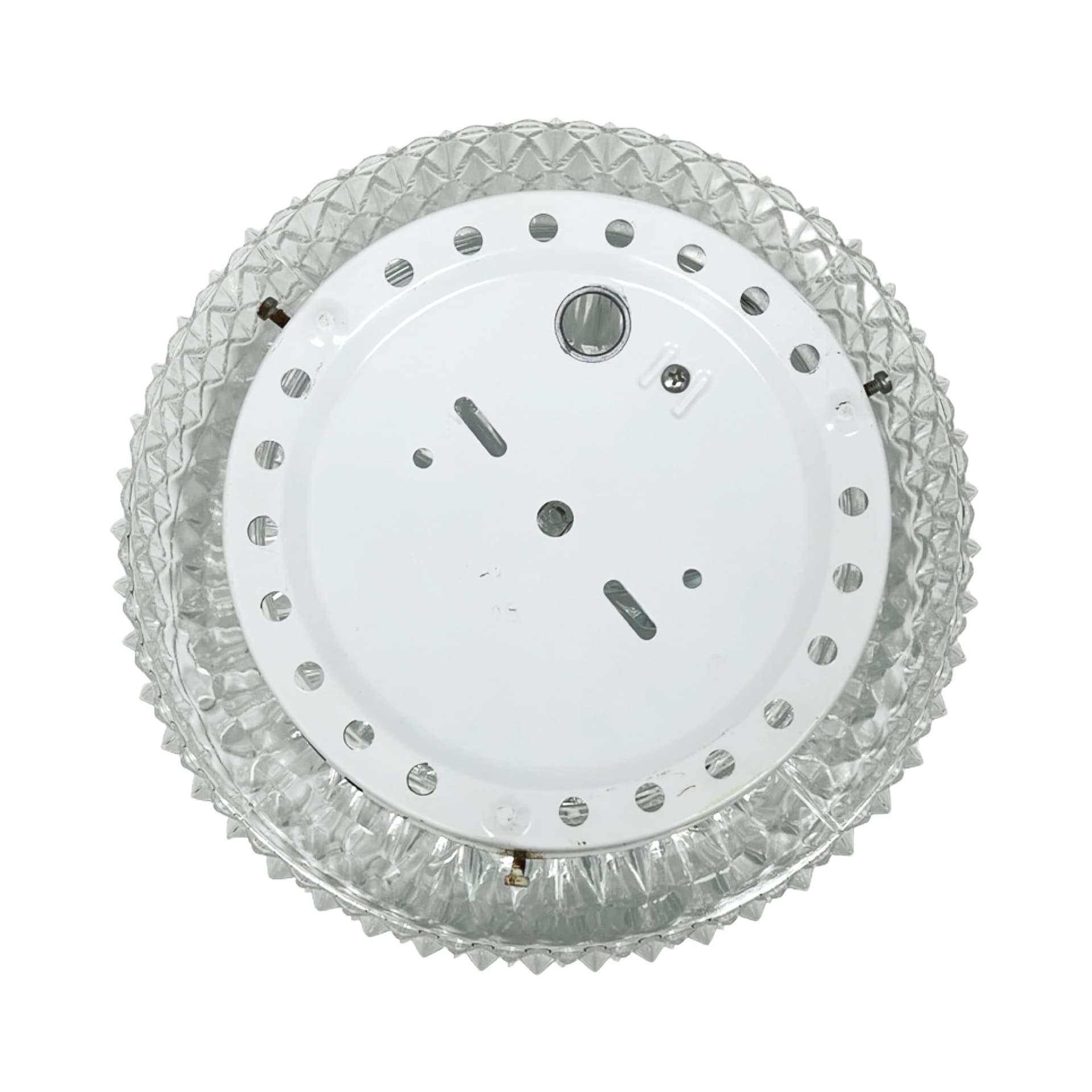 Flush Mount/Wall Light Starburst Rosette, transparent glass, white metal, Belgium, 1970s. - 307696