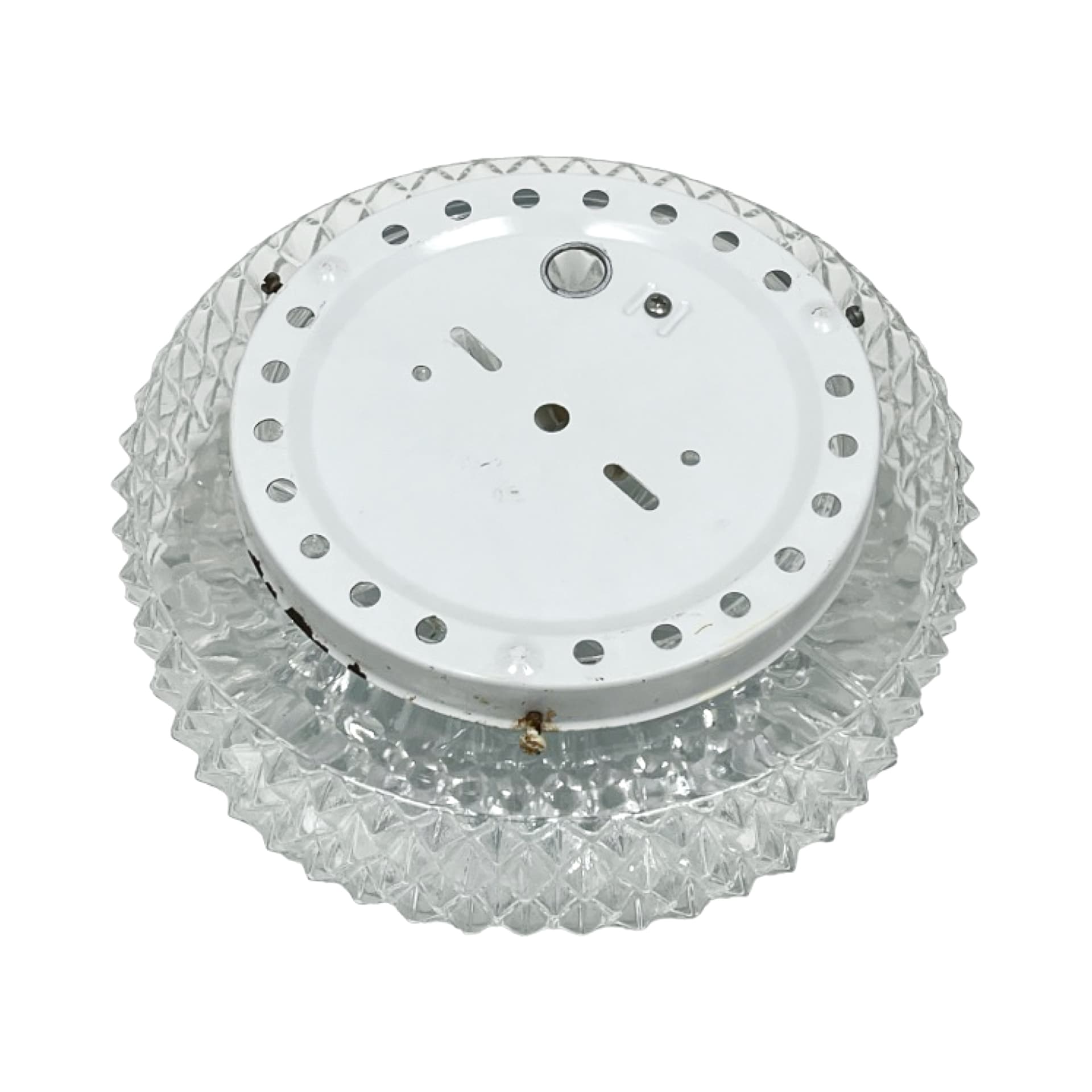 Flush Mount/Wall Light Starburst Rosette, transparent glass, white metal, Belgium, 1970s. - 307699