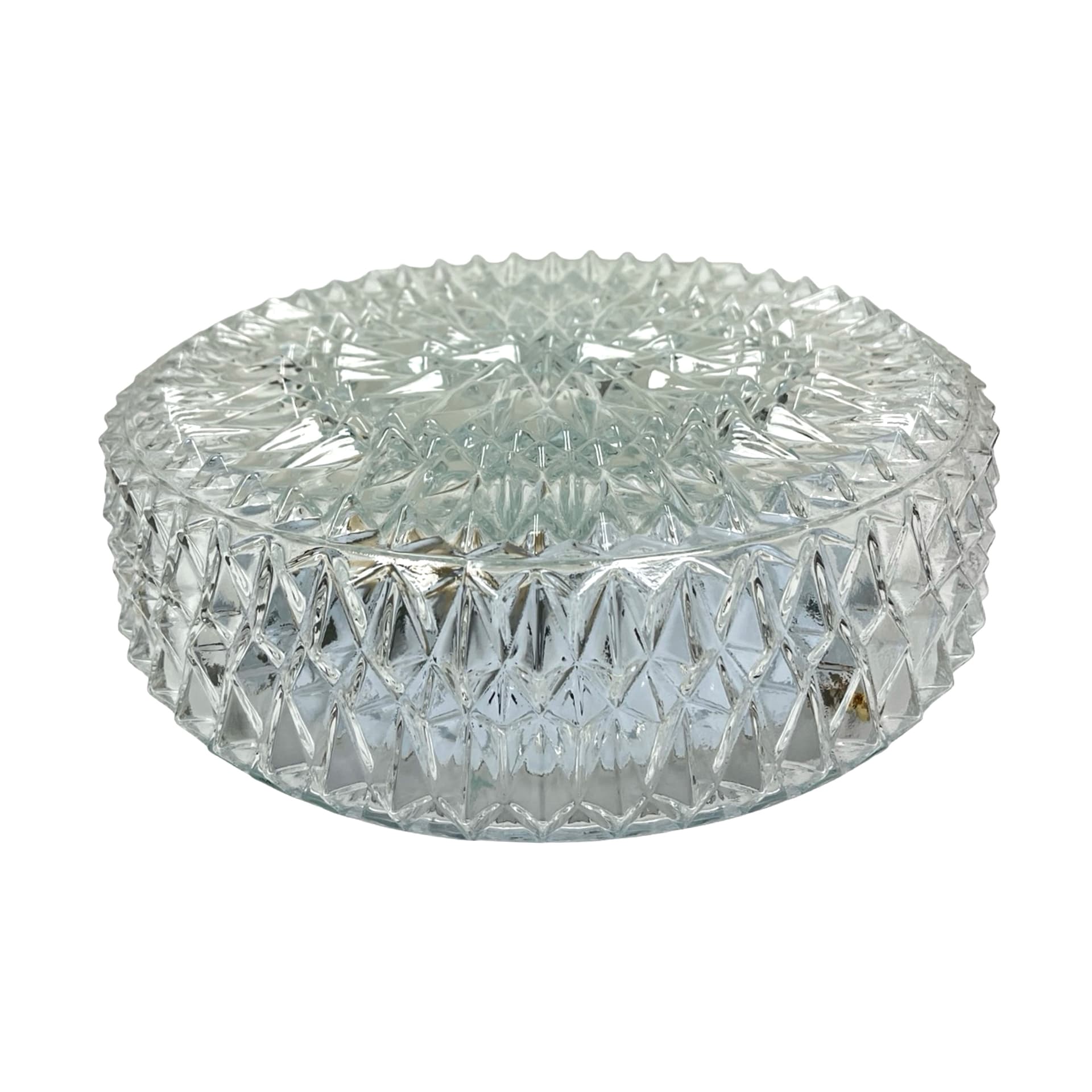 Flush Mount/Wall Light Starburst Rosette, transparent glass, white metal, Belgium, 1970s. - 307702