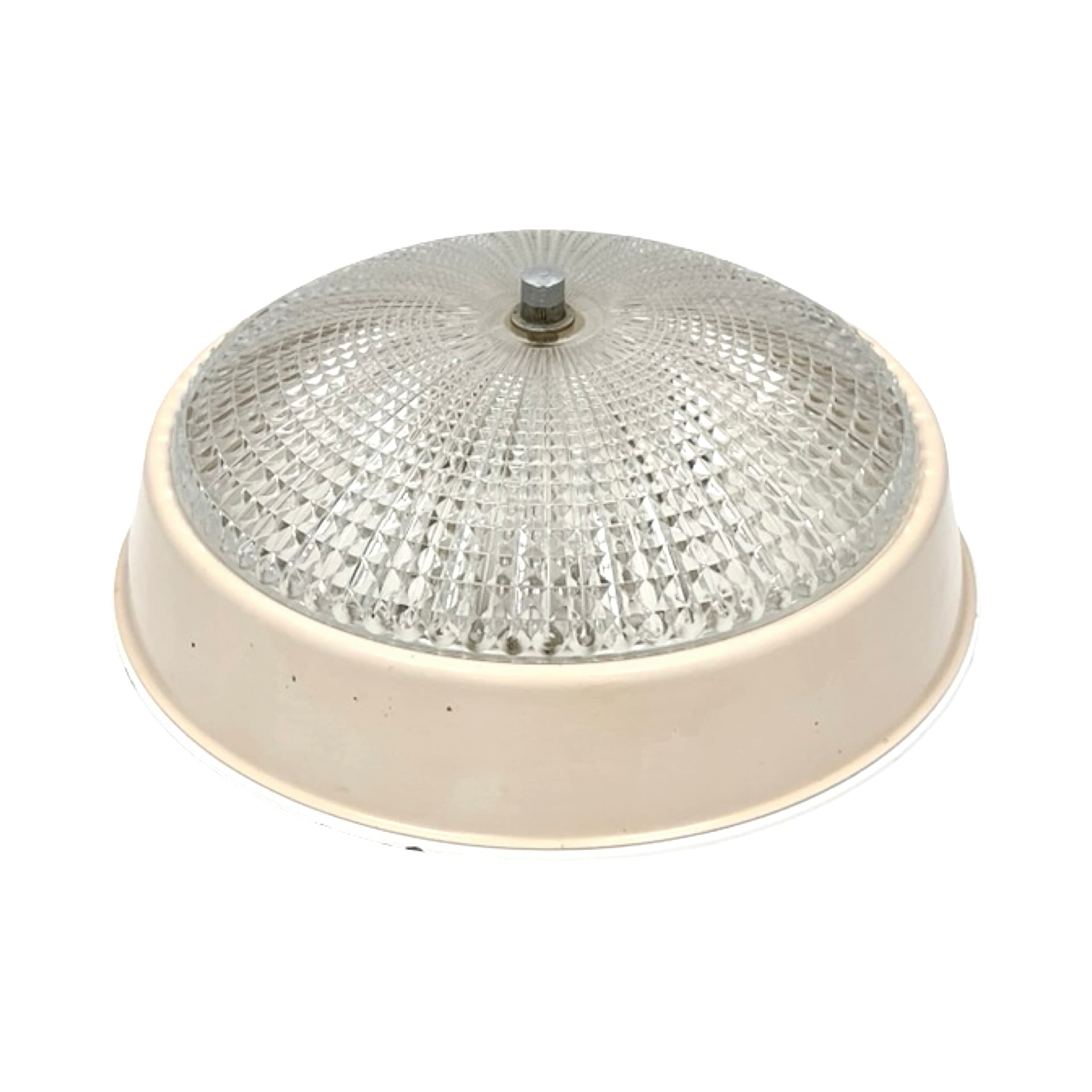 Flush Mount/Wall Sconce, Polam Farel, transparent glass, cream metal, Polam, Poland, 1970s. - 307747