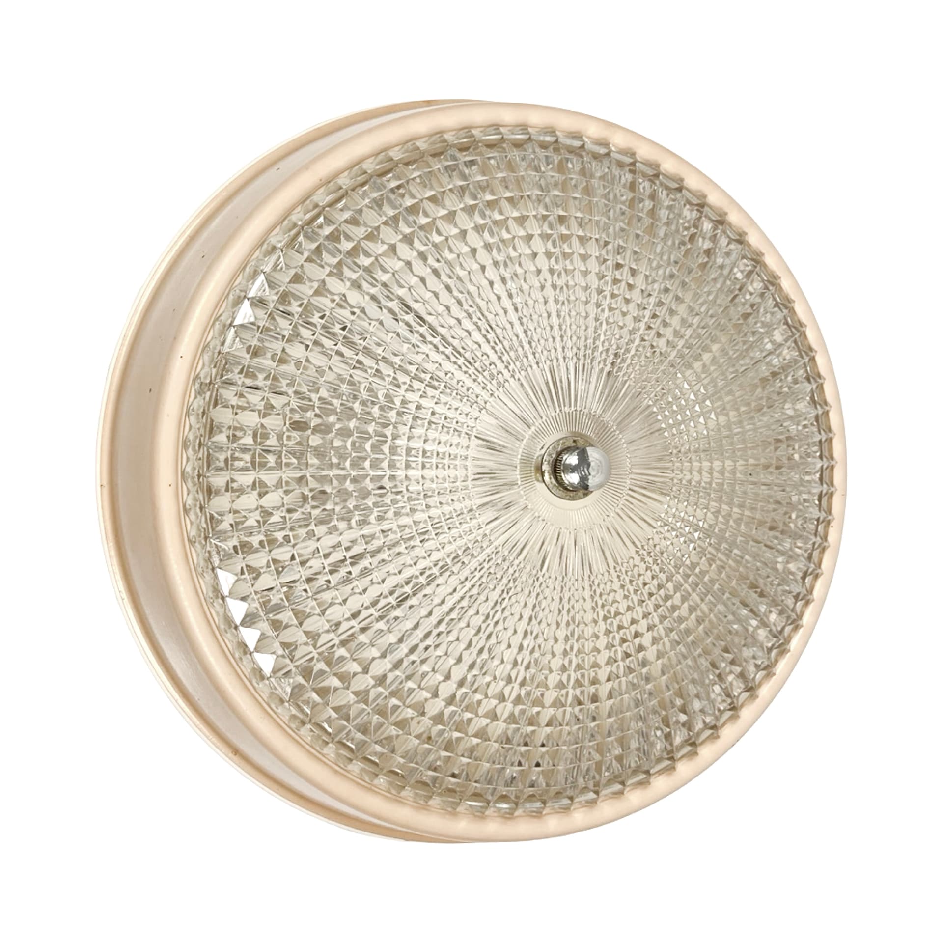 Flush Mount/Wall Sconce, Polam Farel, transparent glass, cream metal, Polam, Poland, 1970s. - 307749