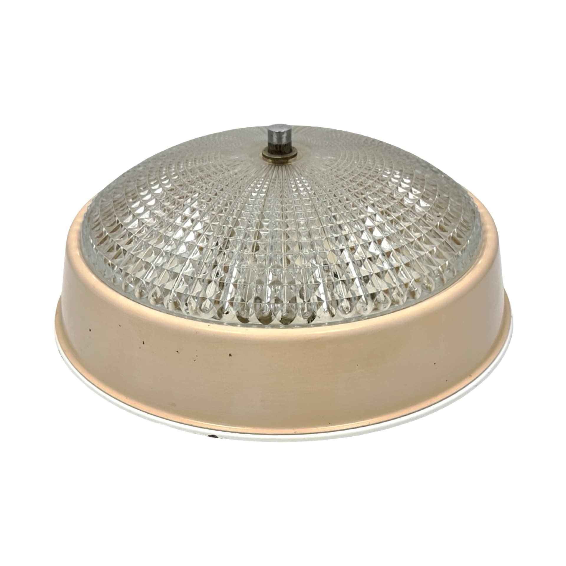 Flush Mount/Wall Sconce, Polam Farel, transparent glass, cream metal, Polam, Poland, 1970s. - 307752
