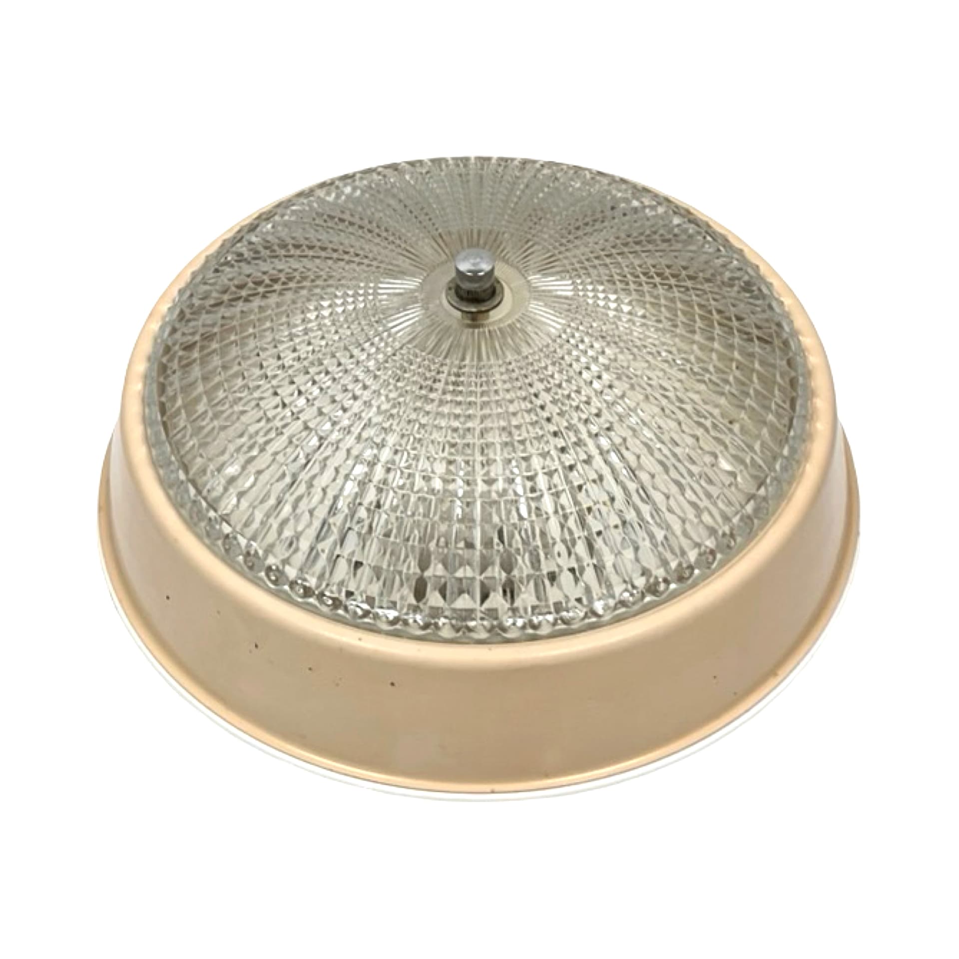 Flush Mount/Wall Sconce, Polam Farel, transparent glass, cream metal, Polam, Poland, 1970s. - 307753