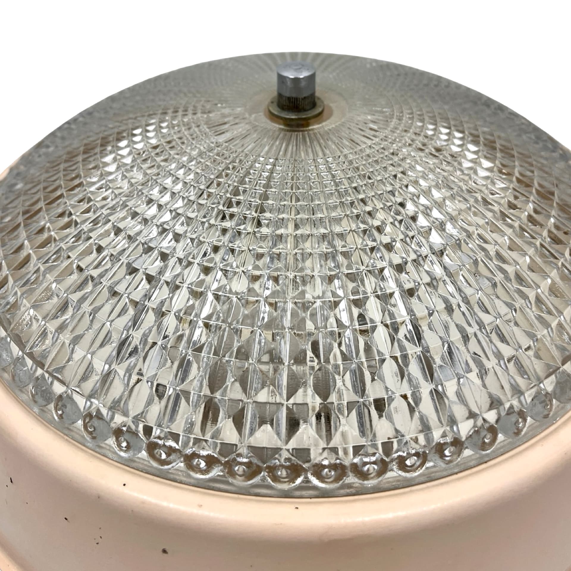 Flush Mount/Wall Sconce, Polam Farel, transparent glass, cream metal, Polam, Poland, 1970s. - 307756