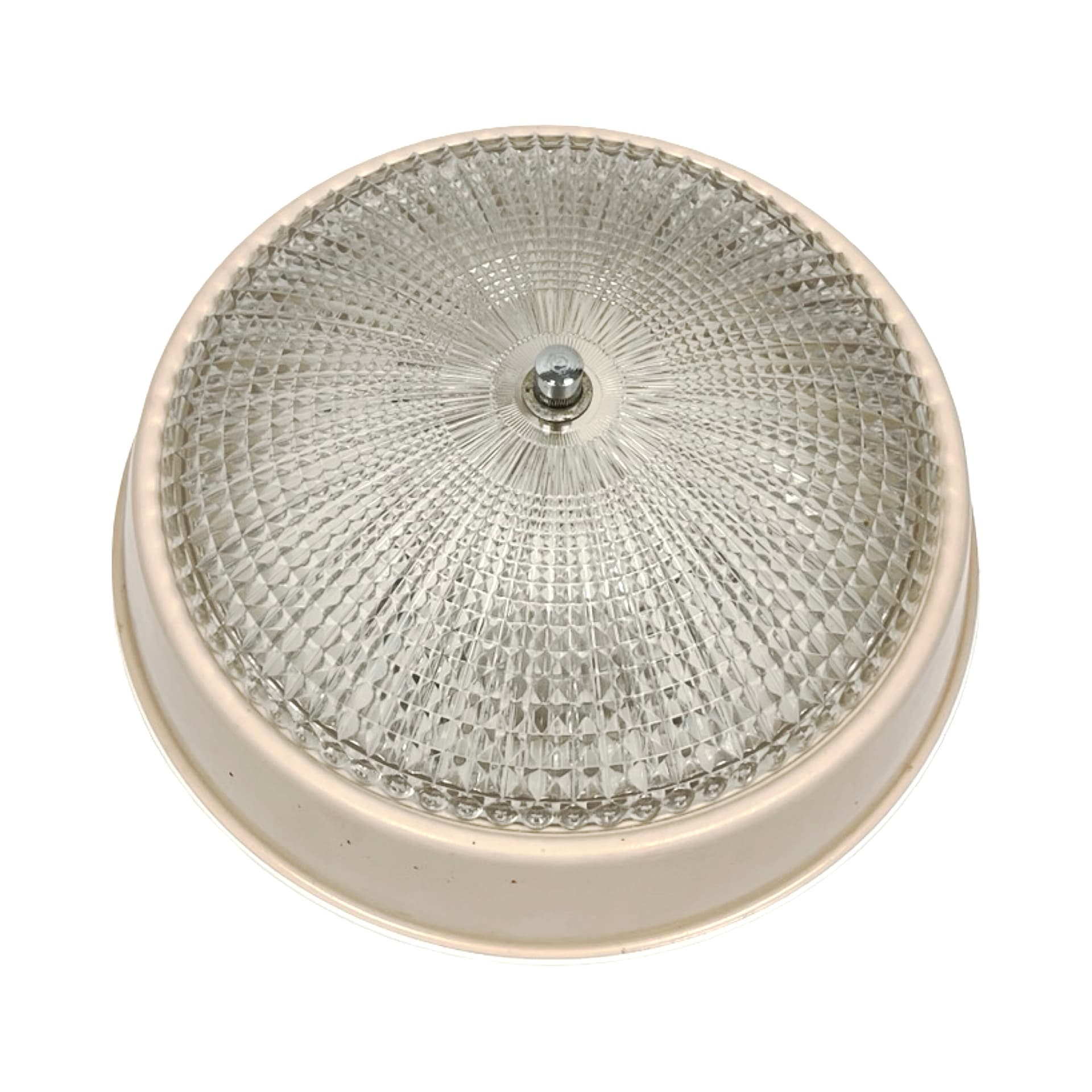 Flush Mount/Wall Sconce, Polam Farel, transparent glass, cream metal, Polam, Poland, 1970s. - 307751
