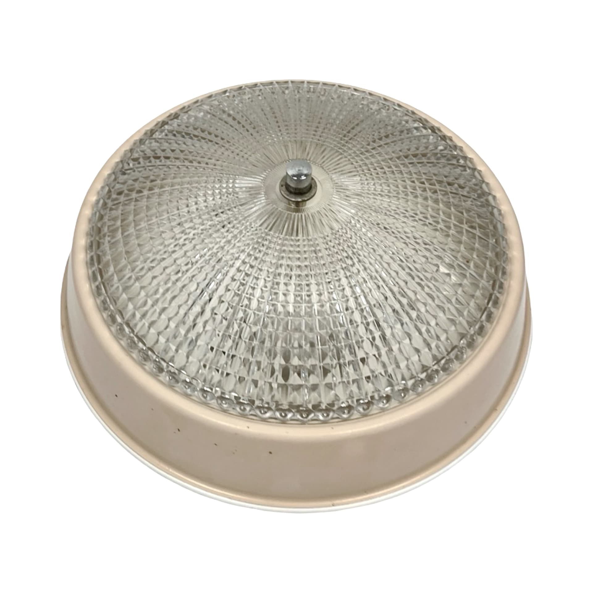 Flush Mount/Wall Sconce, Polam Farel, transparent glass, cream metal, Polam, Poland, 1970s. - 307750