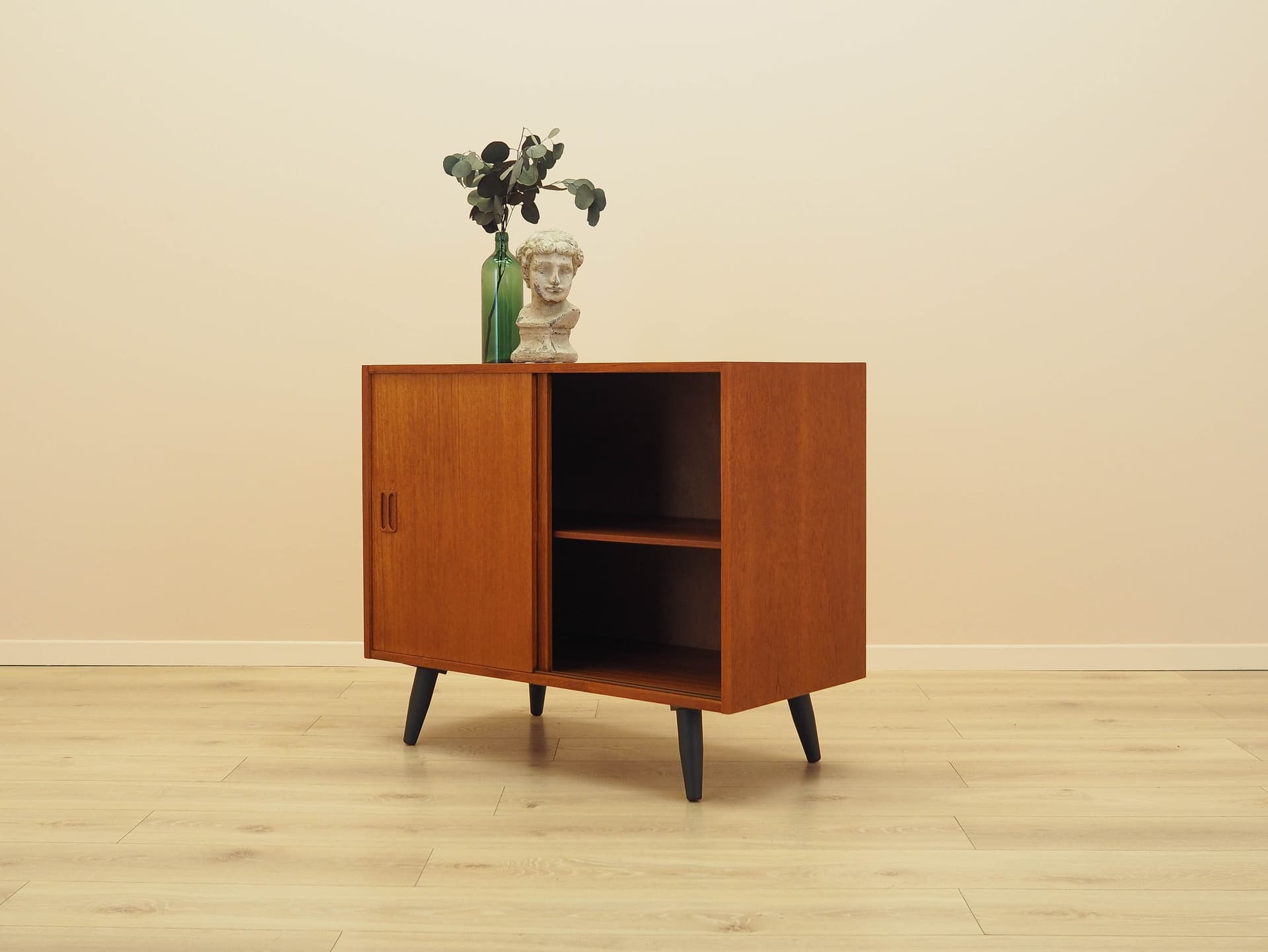 Cabinet, brown teak, black wood, Denmark, 1970s. - 307822