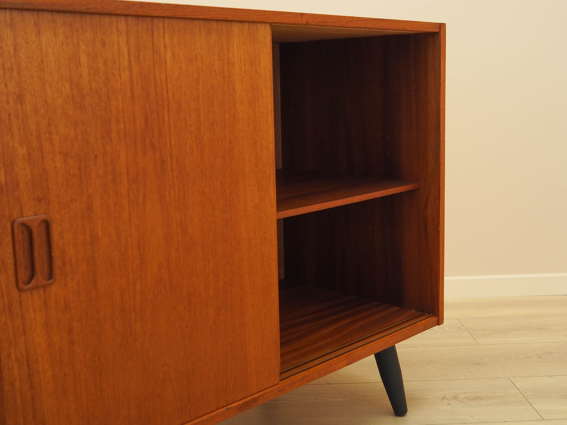 Cabinet, brown teak, black wood, Denmark, 1970s. - 307828