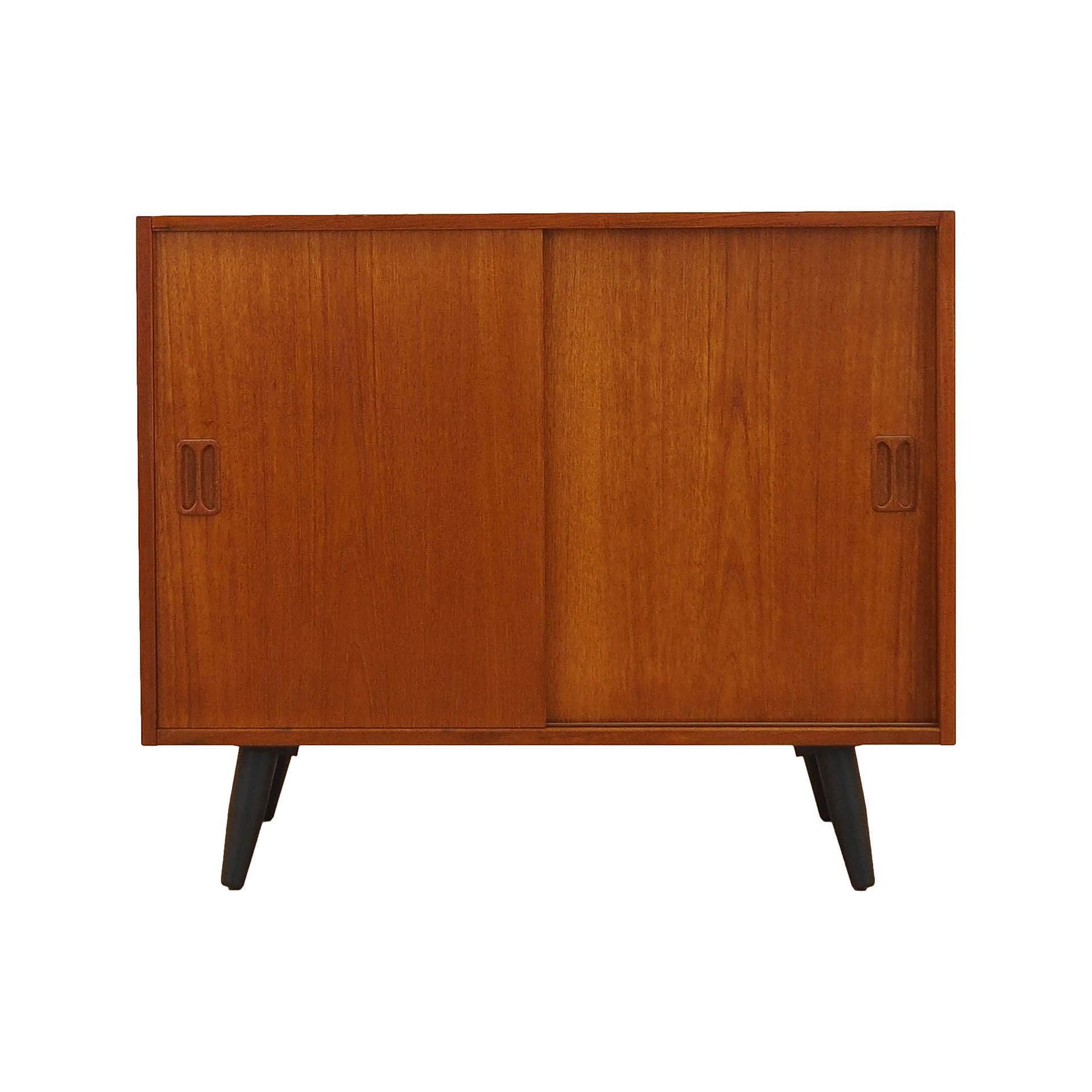 Cabinet, brown teak, black wood, Denmark, 1970s.