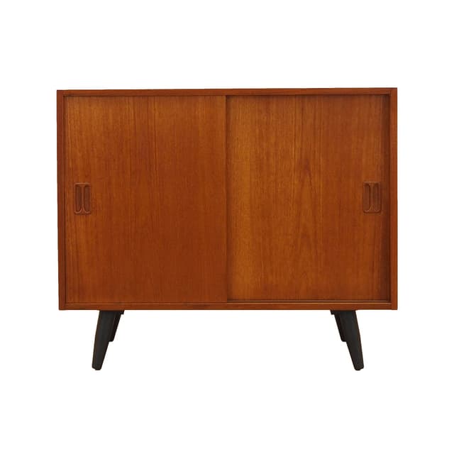 Cabinet, brown teak, black wood, Denmark, 1970s. - DIMENSION