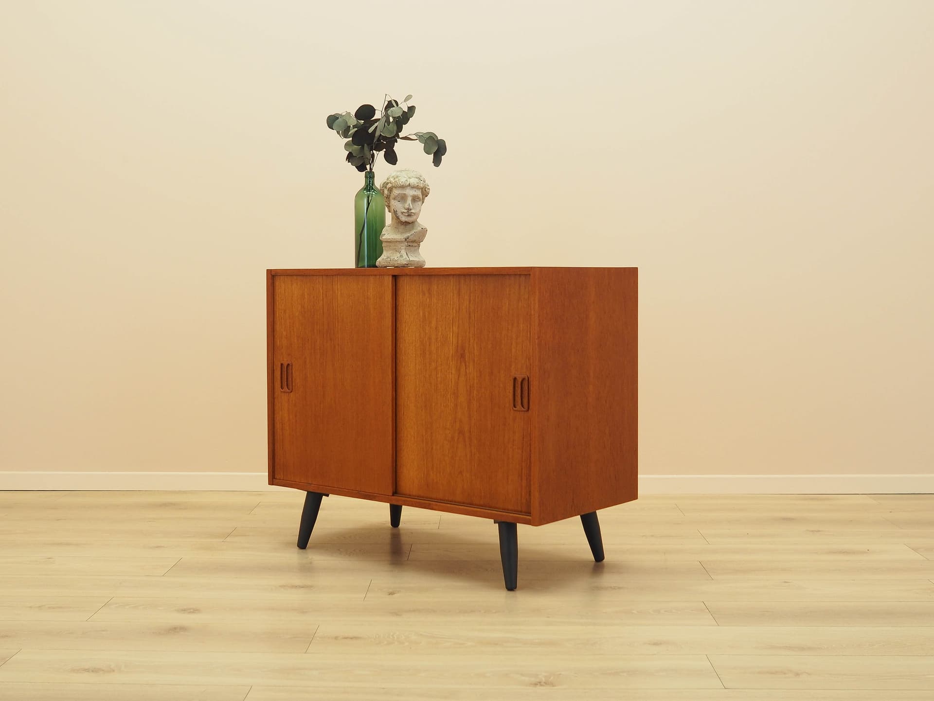 Cabinet, brown teak, black wood, Denmark, 1970s. - 307821