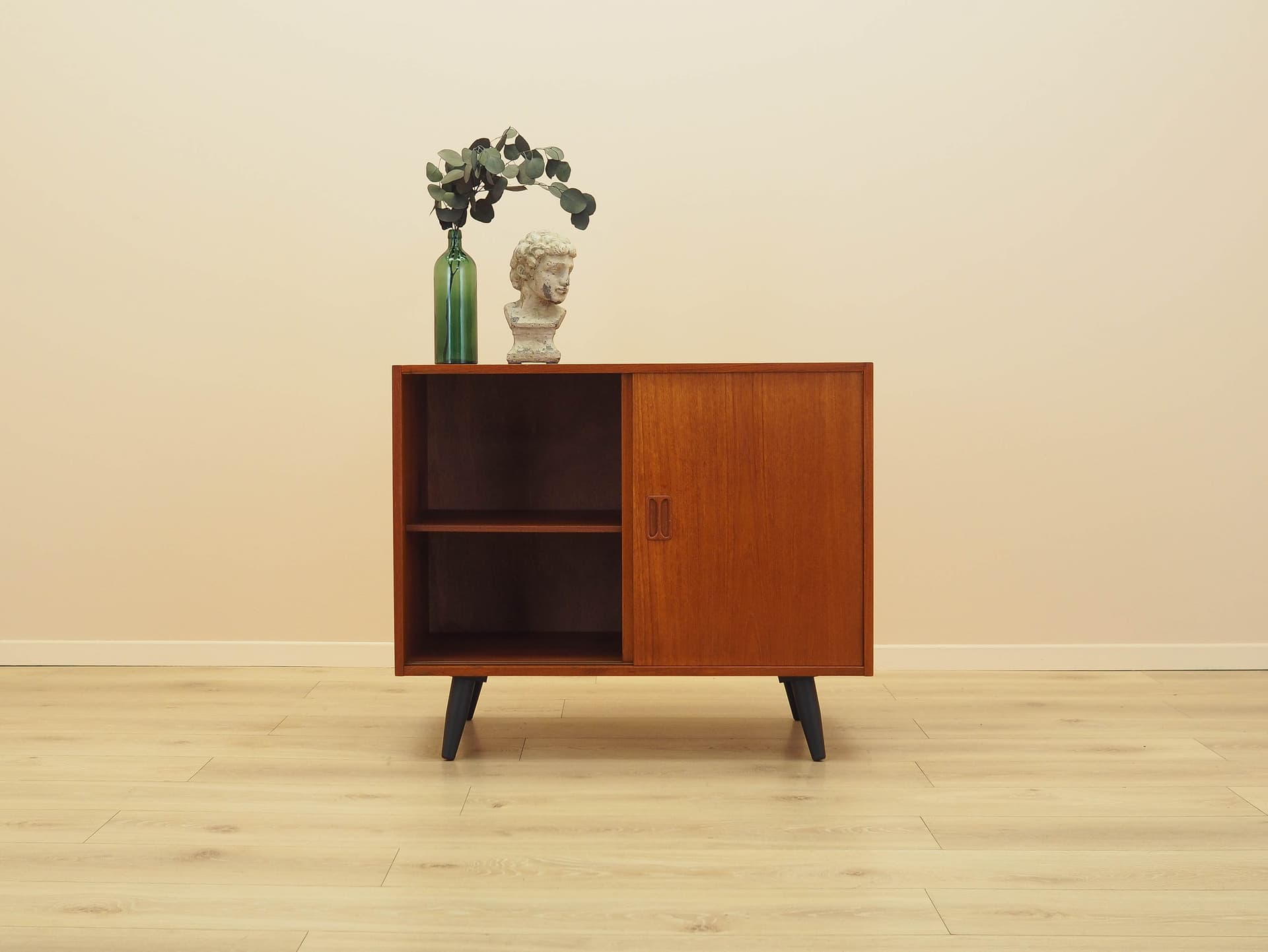 Cabinet, brown teak, black wood, Denmark, 1970s. - 307820