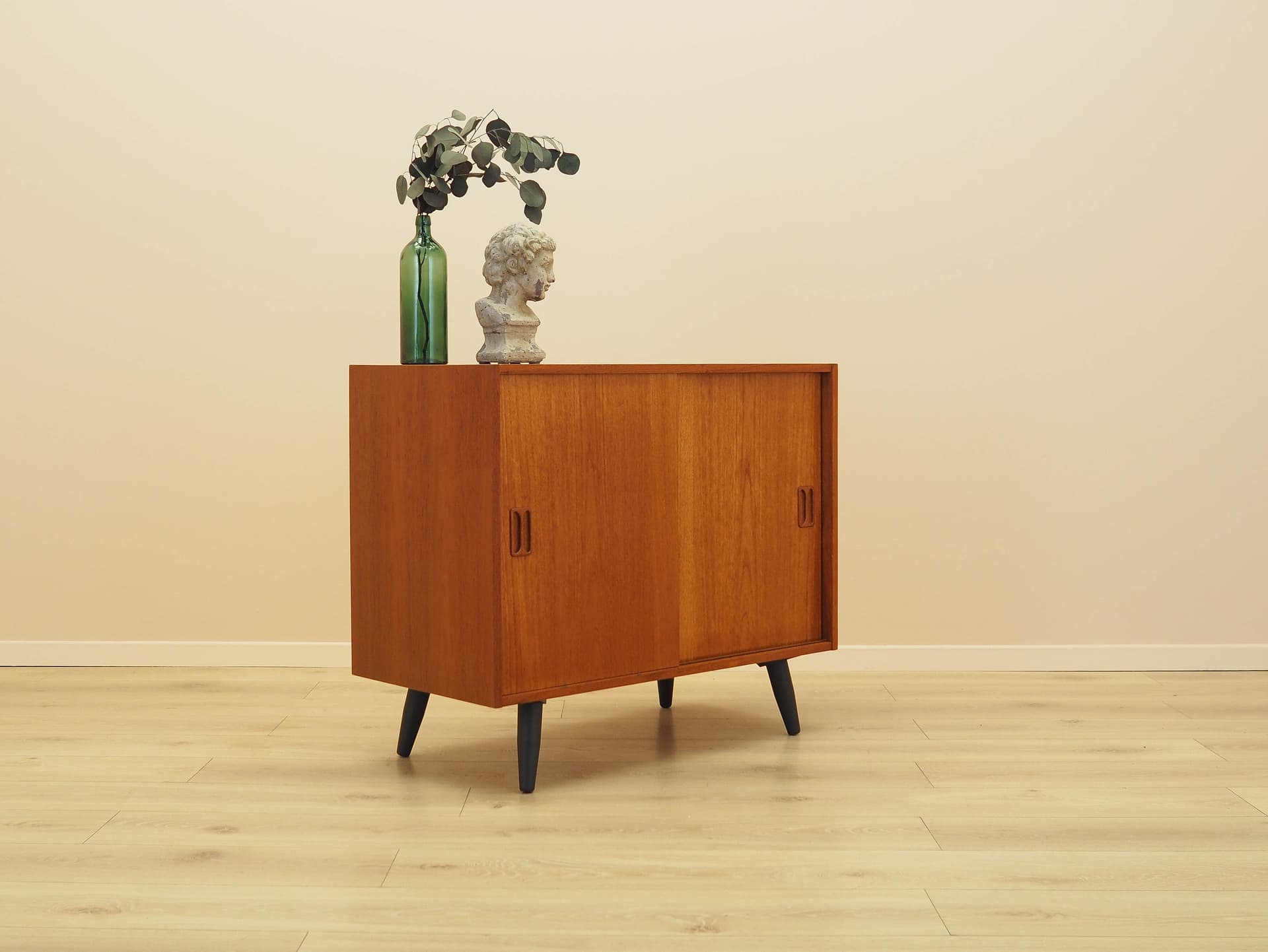 Cabinet, brown teak, black wood, Denmark, 1970s. - 307823