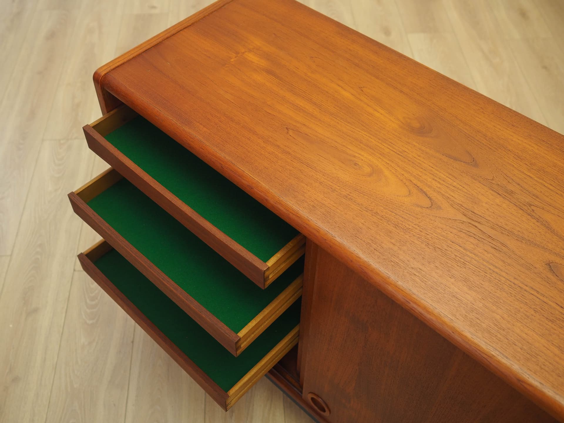 Sideboard, brown teak, black wood, Denmark, 1970s. - 307843