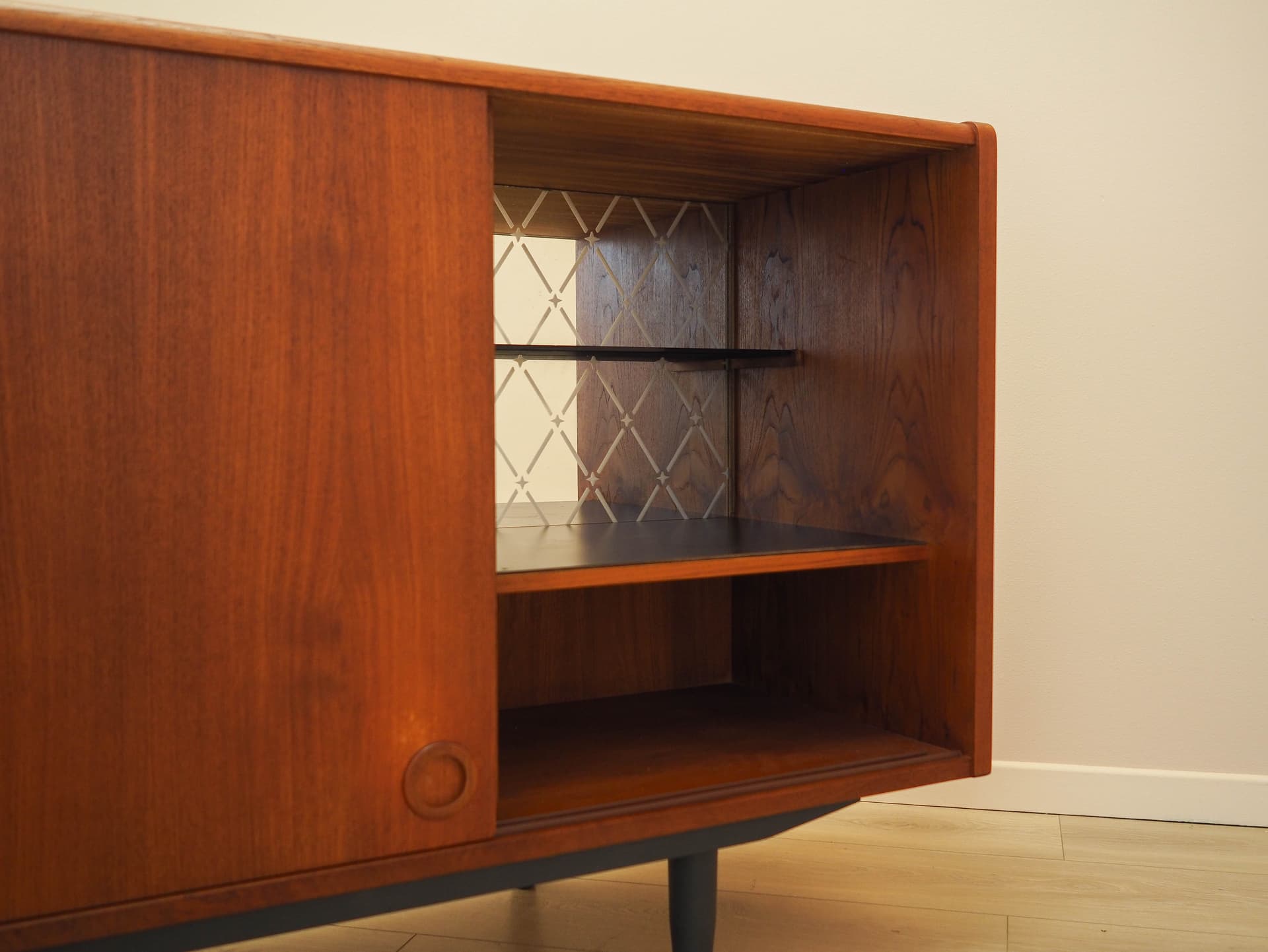 Sideboard, brown teak, black wood, Denmark, 1970s. - 307842