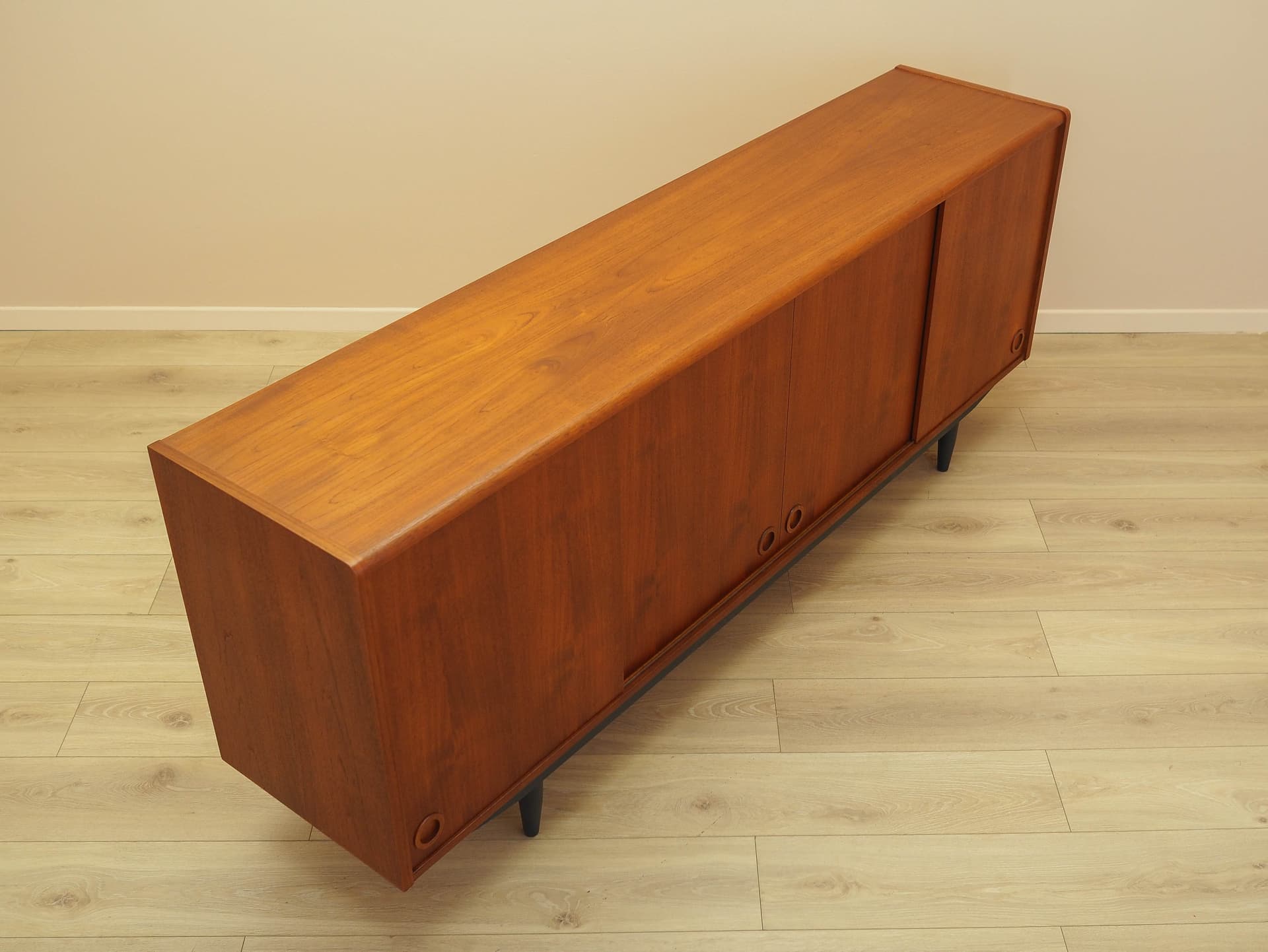 Sideboard, brown teak, black wood, Denmark, 1970s. - 307834