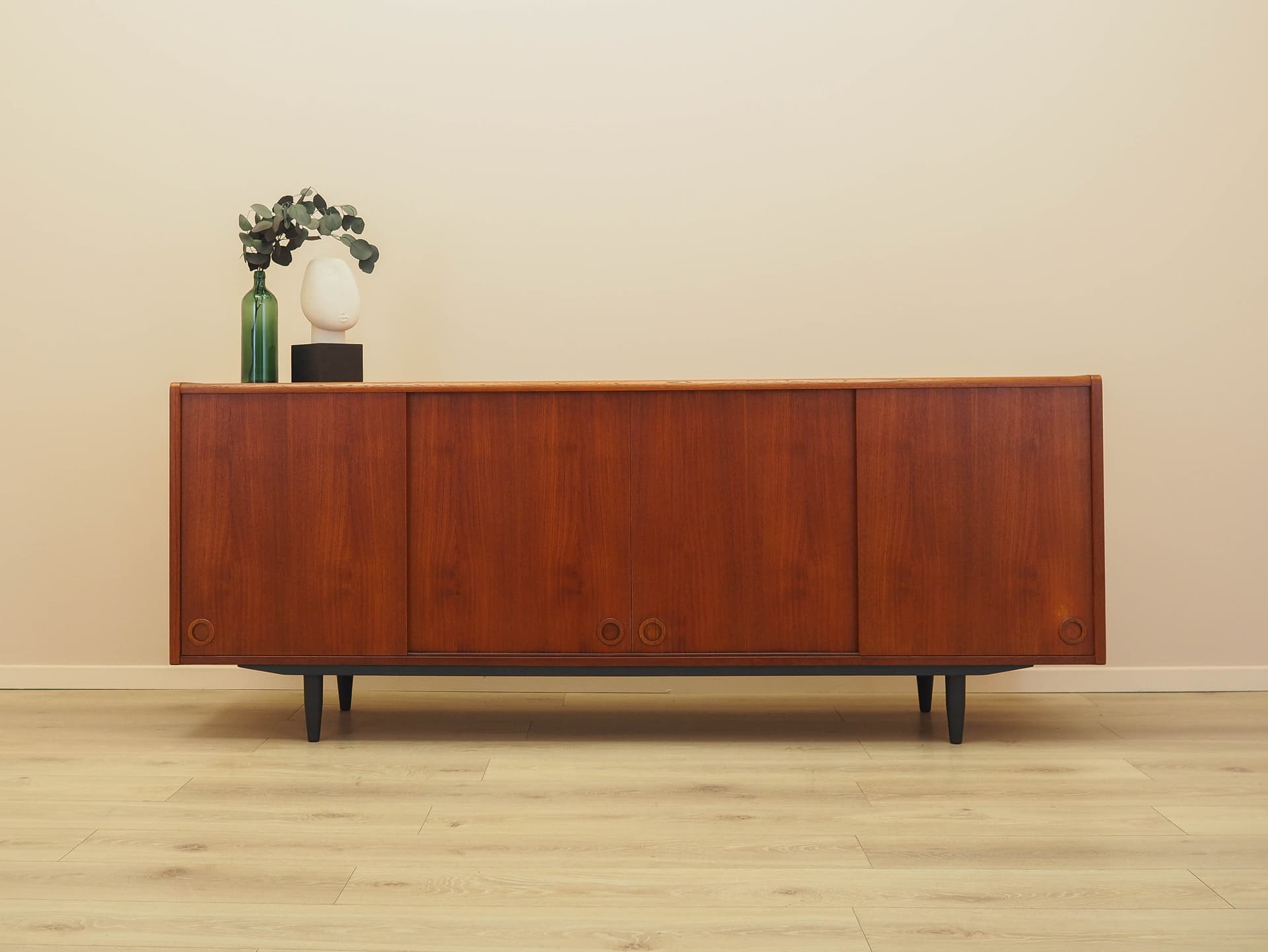 Sideboard, brown teak, black wood, Denmark, 1970s. - 307830