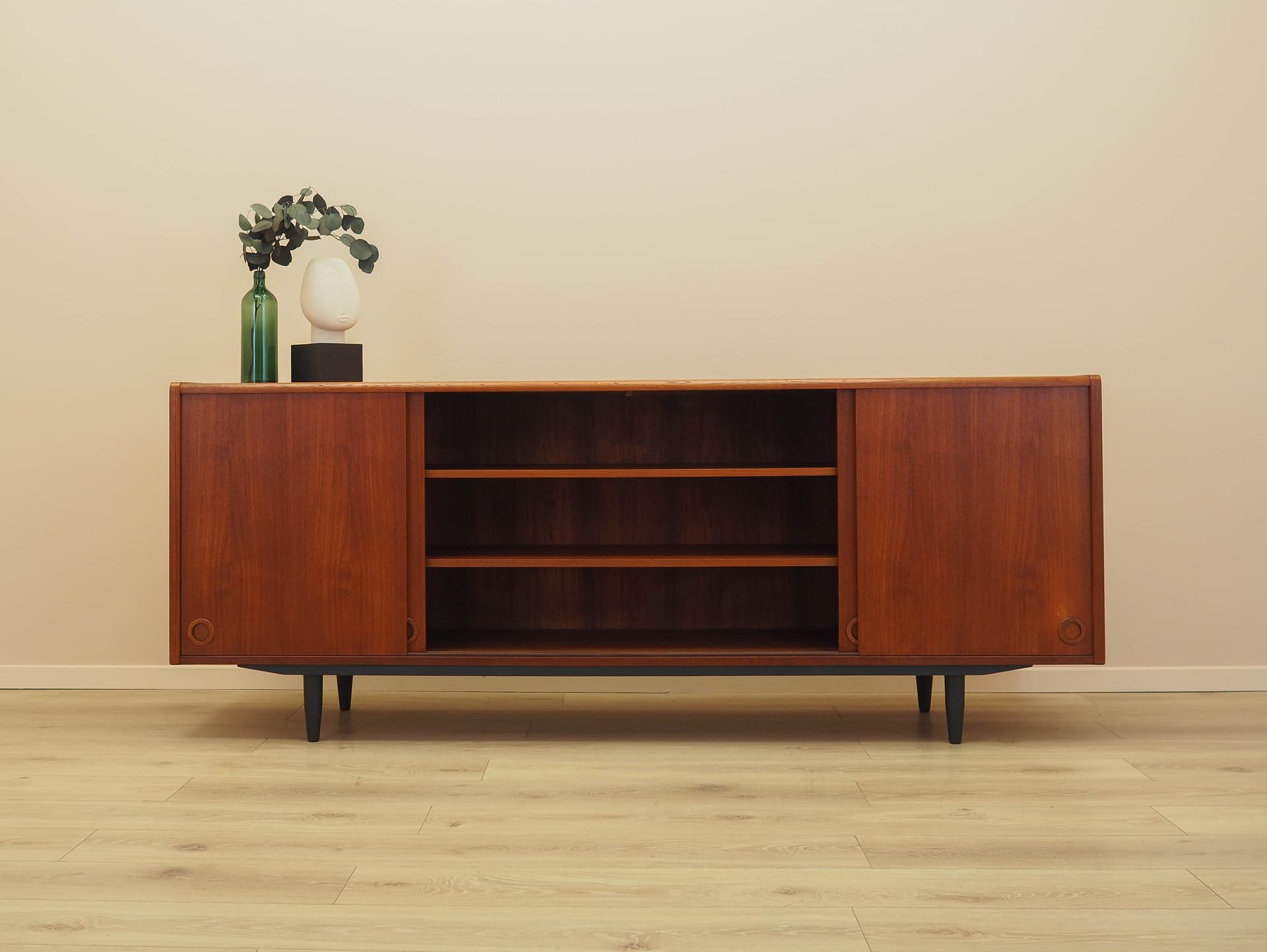 Sideboard, brown teak, black wood, Denmark, 1970s. - 307831