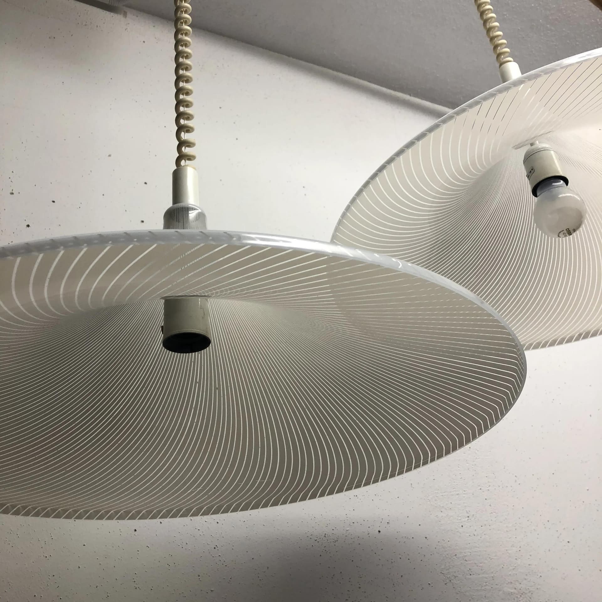 Pair of pendant lamps, white acrylic, Böhmer, Germany, 1970s. - 22827