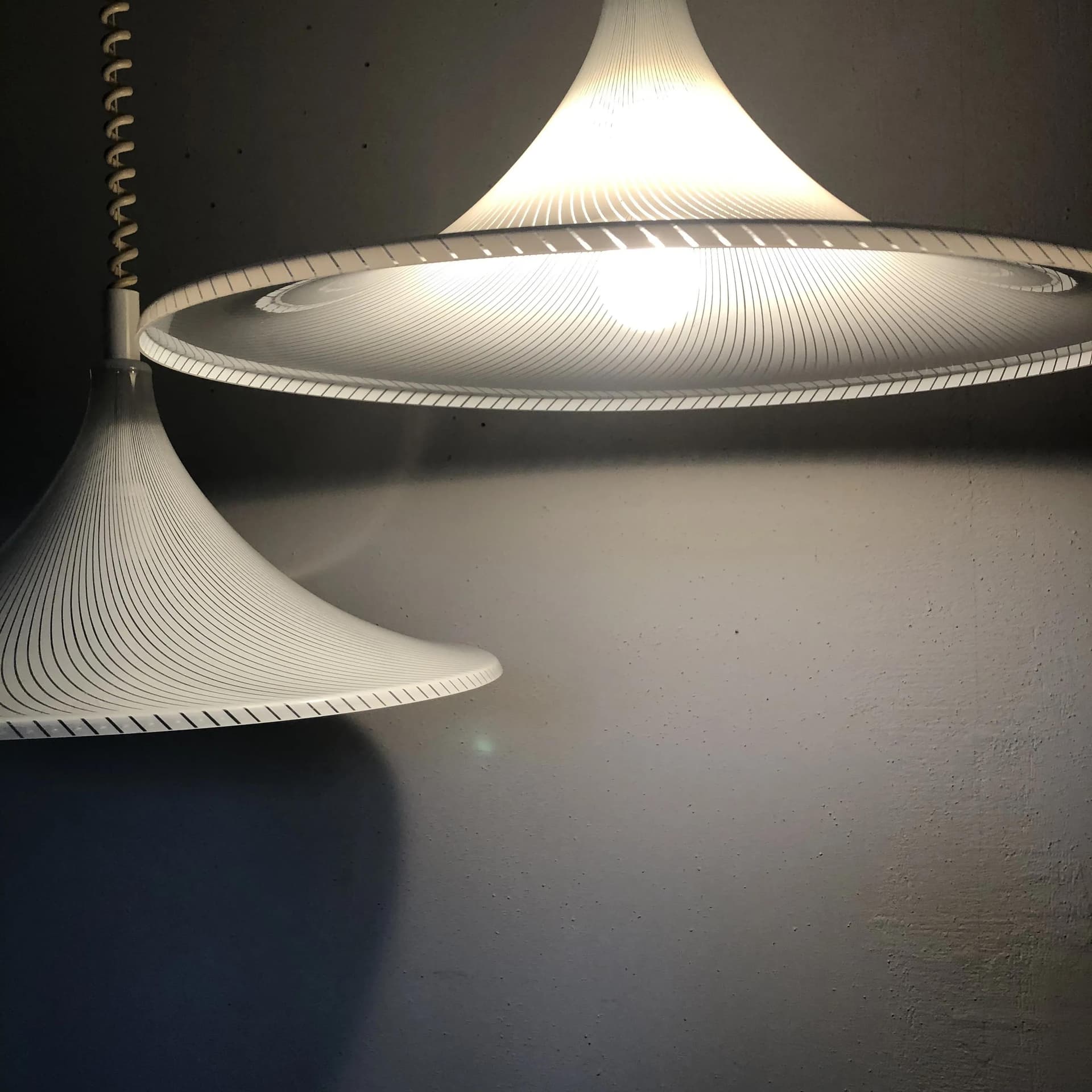 Pair of pendant lamps, white acrylic, Böhmer, Germany, 1970s. - 22824