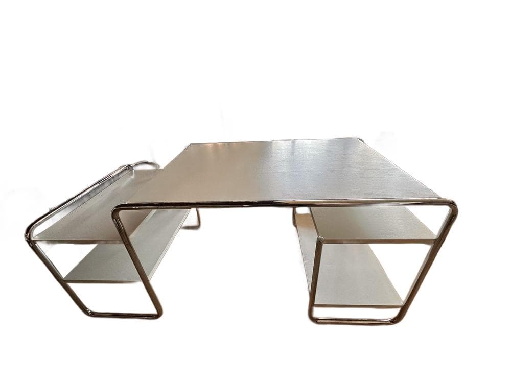 Desk S285, white wood, chrome, by M. Breuer, Cassina, Germany, 1990s.