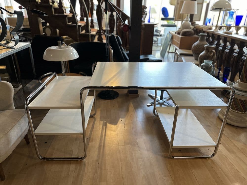 Desk S285, white wood, chrome, by M. Breuer, Cassina, Germany, 1990s. - 307984