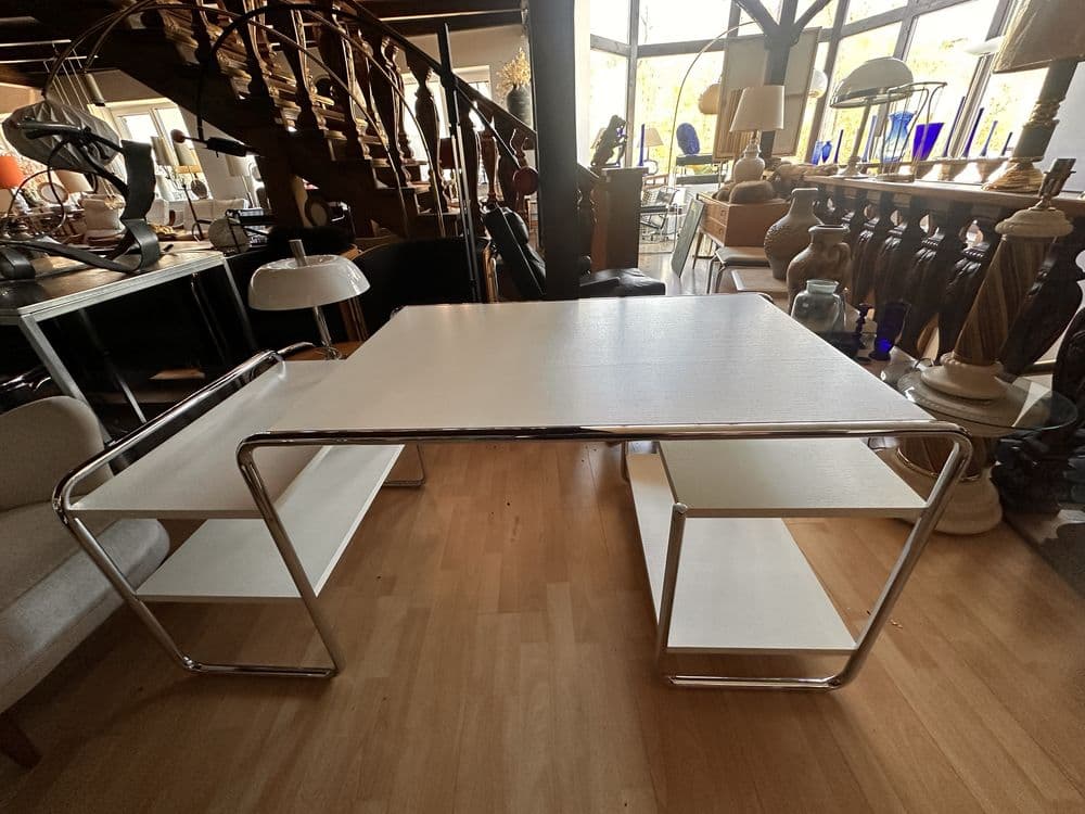 Desk S285, white wood, chrome, by M. Breuer, Cassina, Germany, 1990s. - 307985