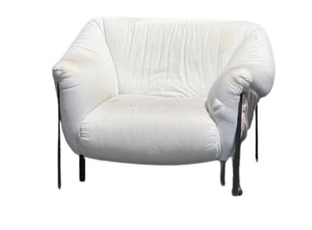 Armchair Piccola Tentazione, white cotton, black metal, by M. Bellini, Cassina, Italy, 1970s. - DIMENSION