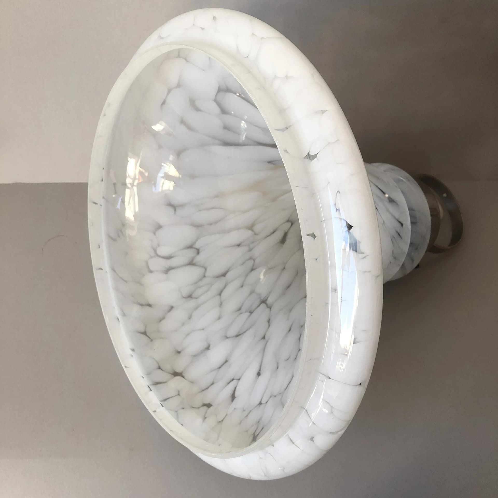 Pendant lamp, white glass, steel, VEB Gorlitz, Germany, 1980s. - 22806