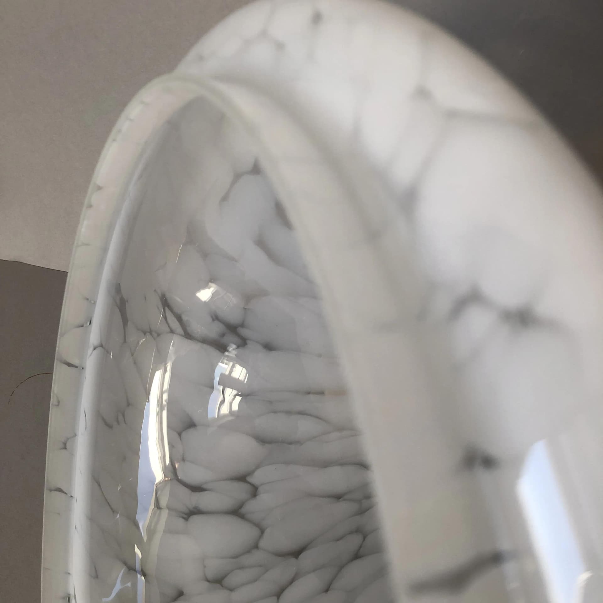 Pendant lamp, white glass, steel, VEB Gorlitz, Germany, 1980s. - 22810